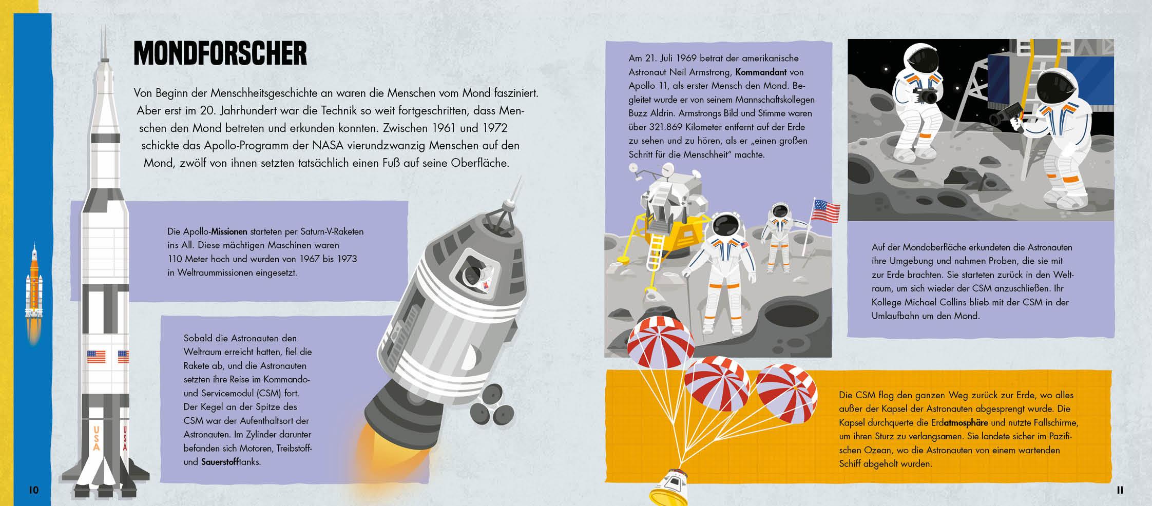 Beispielinhalt (Bild) Das XXL-Entdecker-Set - Mission Mond: 5 Modelle zum Selberbauen, Sachbuch, Experimente und Rakete