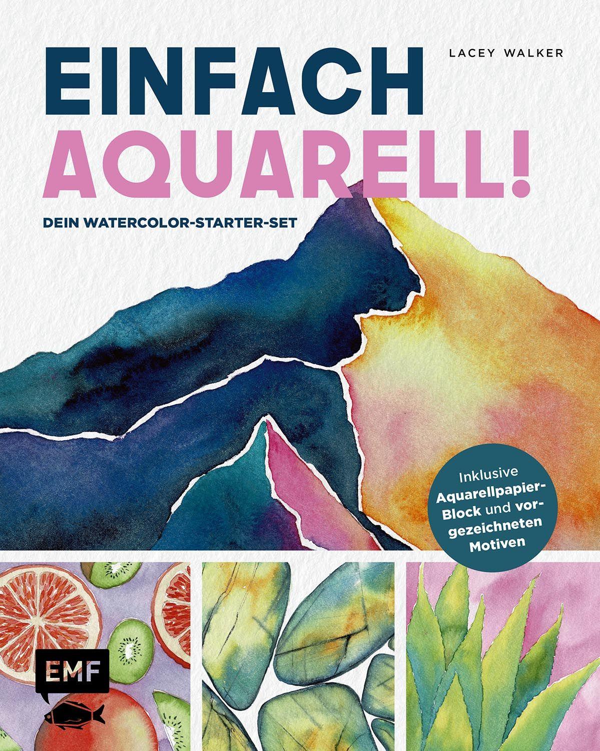 Vorderes Coverbild Einfach Aquarell! Dein Watercolor-Starter-Set mit Anleitungen inklusive Aquarellpapier-Block und vorgezeichneten Motiven zum Sofort-Loslegen