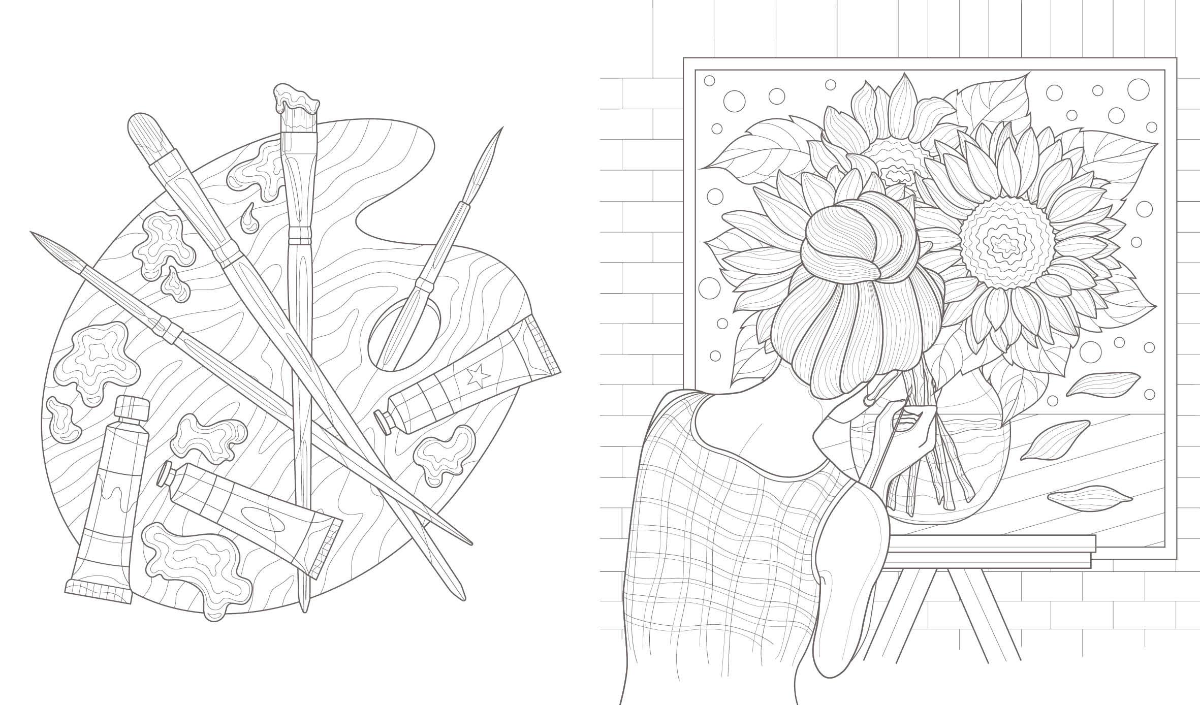 Beispielinhalt (Bild) Ausmalreise Selfcare im Winter