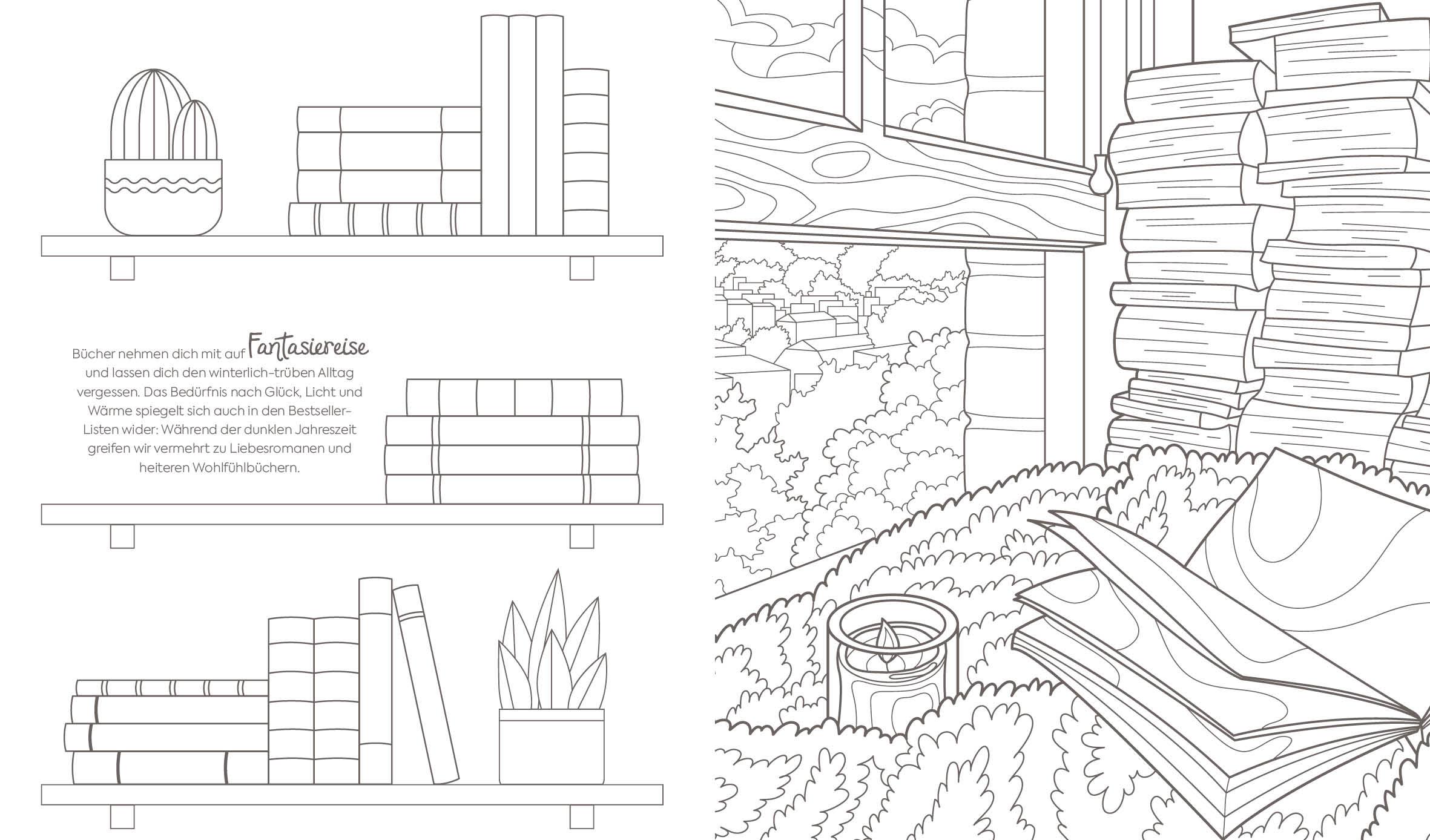 Beispielinhalt (Bild) Ausmalreise Selfcare im Winter