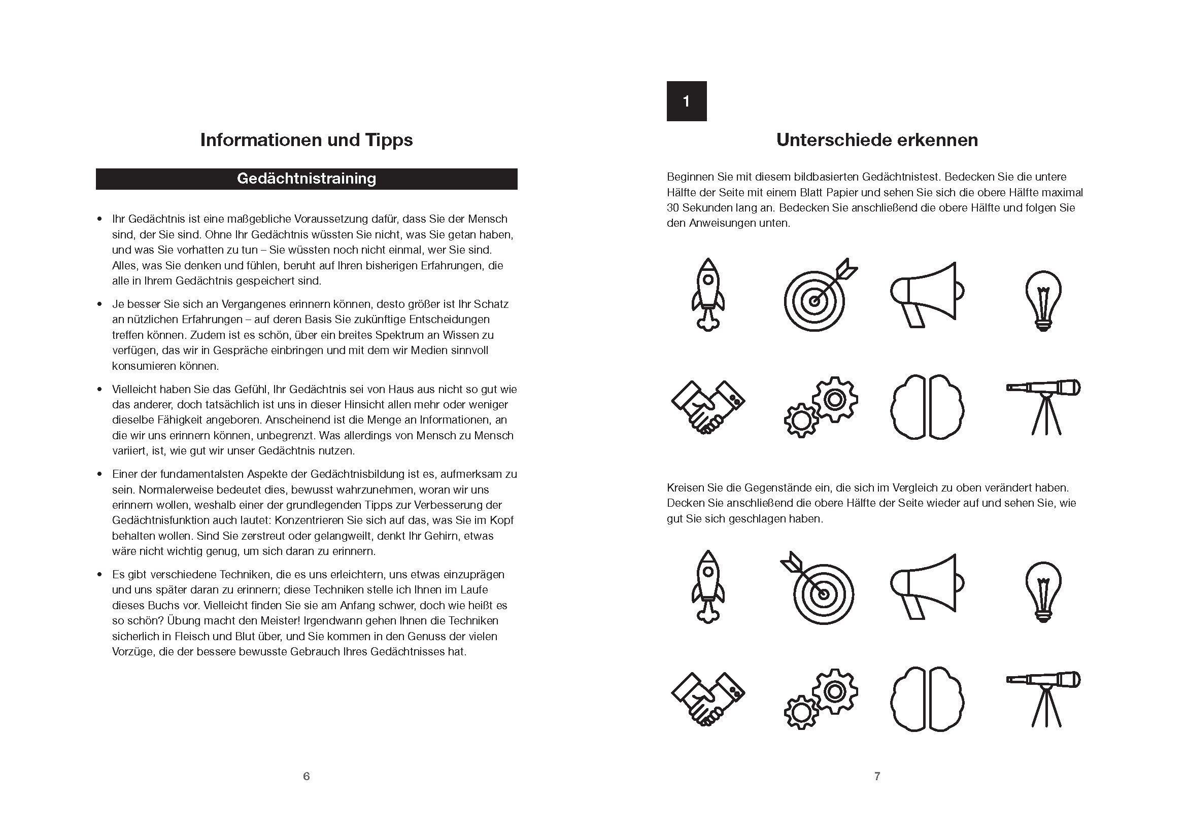 Beispielinhalt (Bild) Gedächtnistraining - 95 knifflige Herausforderungen für einen scharfen Verstand