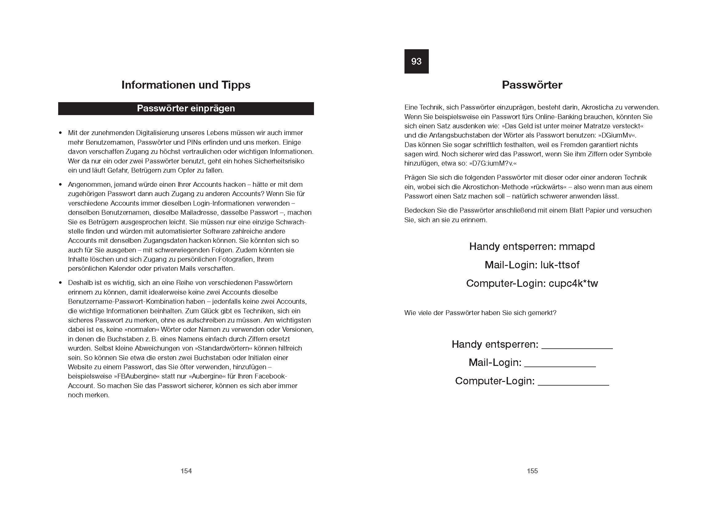 Beispielinhalt (Bild) Gedächtnistraining - 95 knifflige Herausforderungen für einen scharfen Verstand