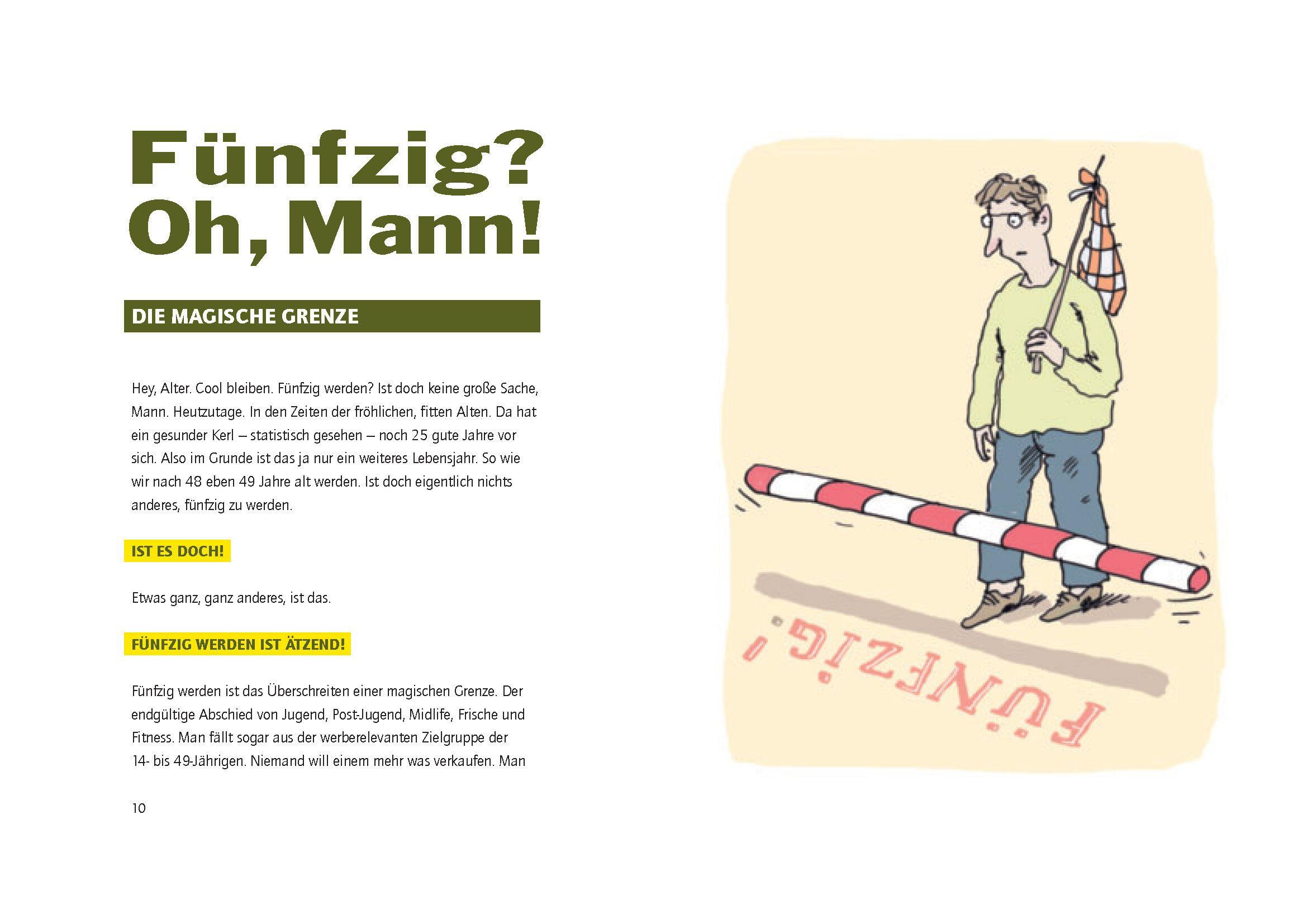 Beispielinhalt (Bild) Alter Sack, was nun? Das Überlebensbuch für Männer. Mit Illustrationen von Til Mette