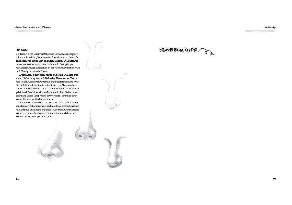 Beispielinhalt (Bild) Einfach Gesichter zeichnen in 15 Minuten! Step-by-step-Anleitungen für Anfänger -