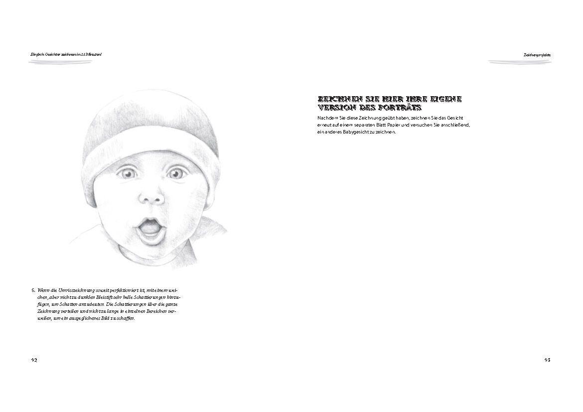 Beispielinhalt (Bild) Einfach Gesichter zeichnen in 15 Minuten! Step-by-step-Anleitungen für Anfänger -