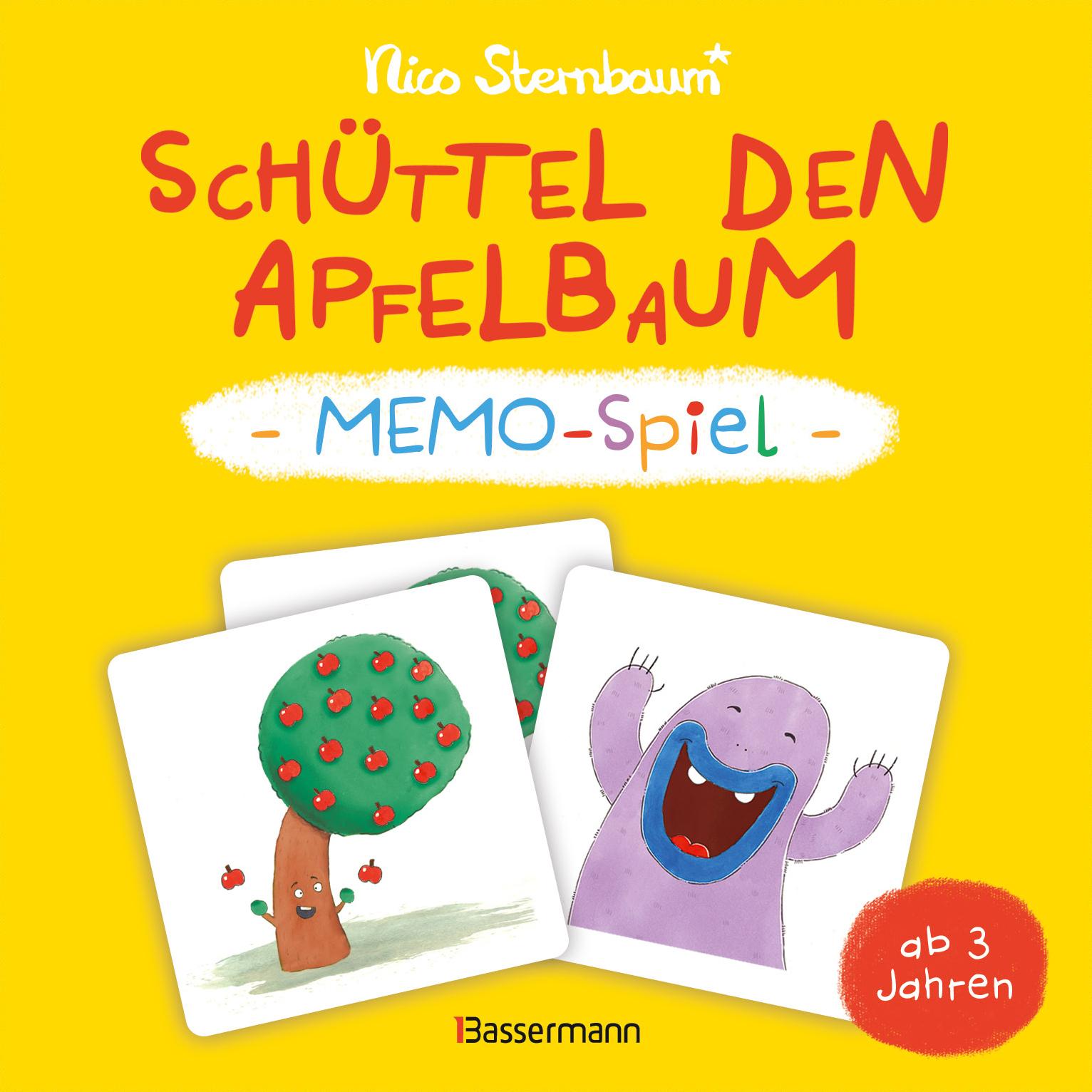 Vorderes Coverbild Schüttel den Apfelbaum  - Memo-Spiel mit 40 Spielkarten im Karton. Ab 3 Jahren
