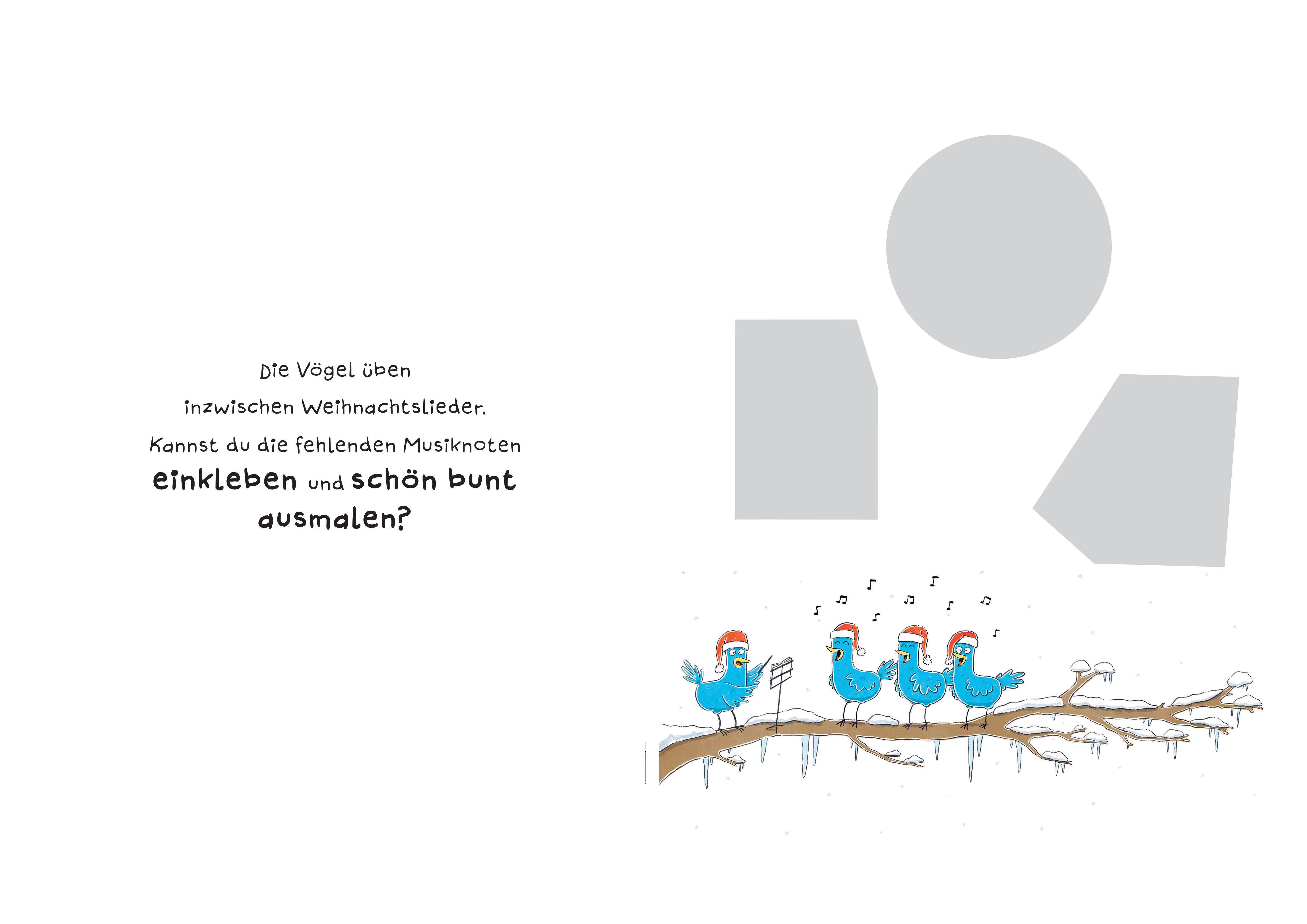 Beispielinhalt (Bild) Schüttel den Weihnachtsbaum - Das Ausschneidebuch. Schneiden, kleben, malen für Kinder ab 3 Jahren