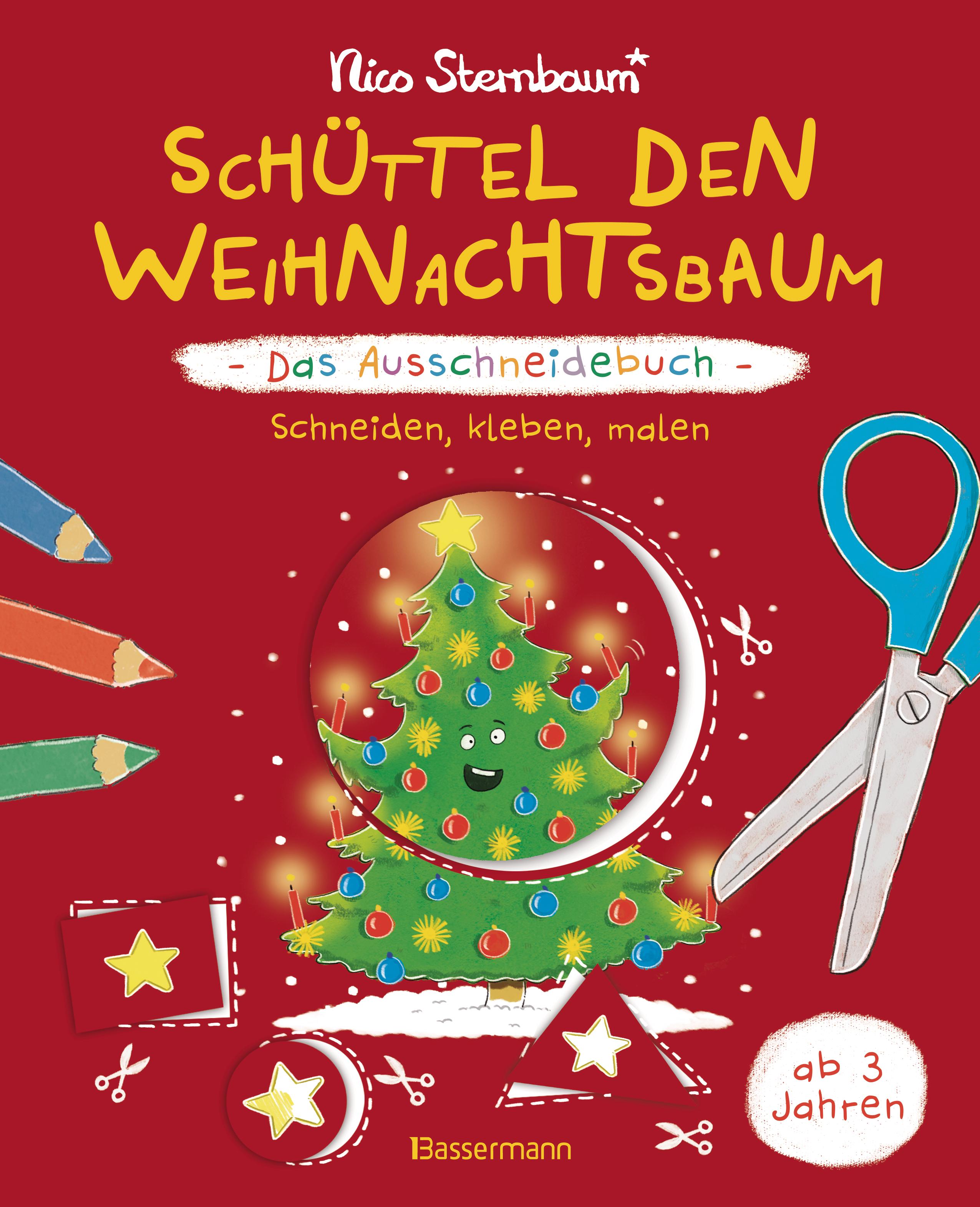 Vorderes Coverbild Schüttel den Weihnachtsbaum - Das Ausschneidebuch. Schneiden, kleben, malen für Kinder ab 3 Jahren