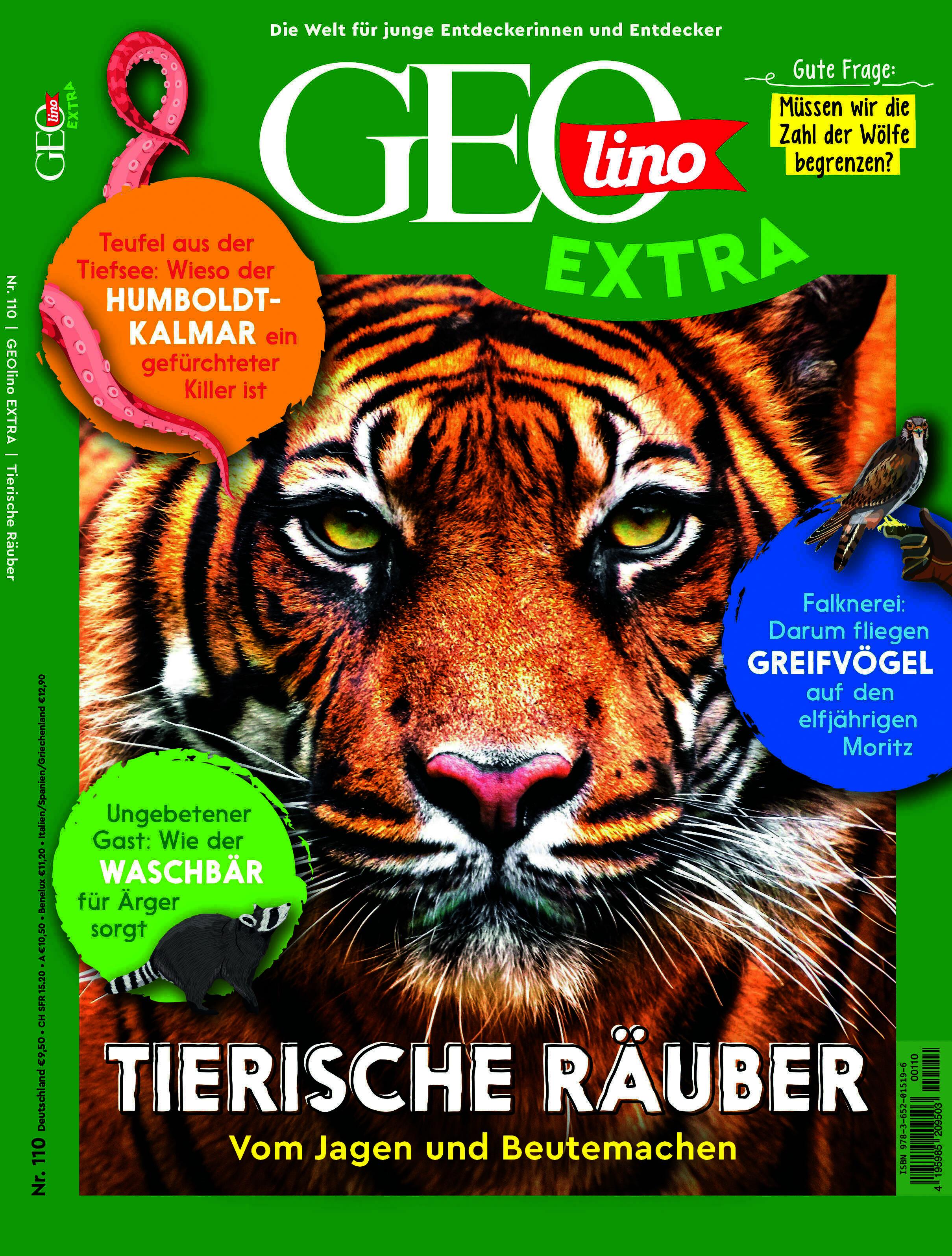 Vorderes Coverbild GEOlino extra 110/2025 - Tierische Räuber