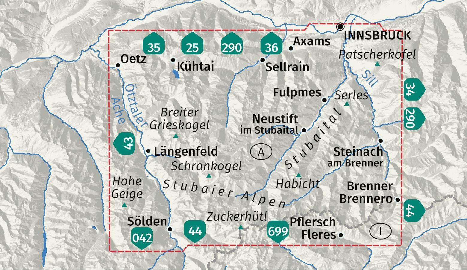 Beispielinhalt (Bild) KOMPASS Wanderkarte 83 Stubaier Alpen 1:50.000