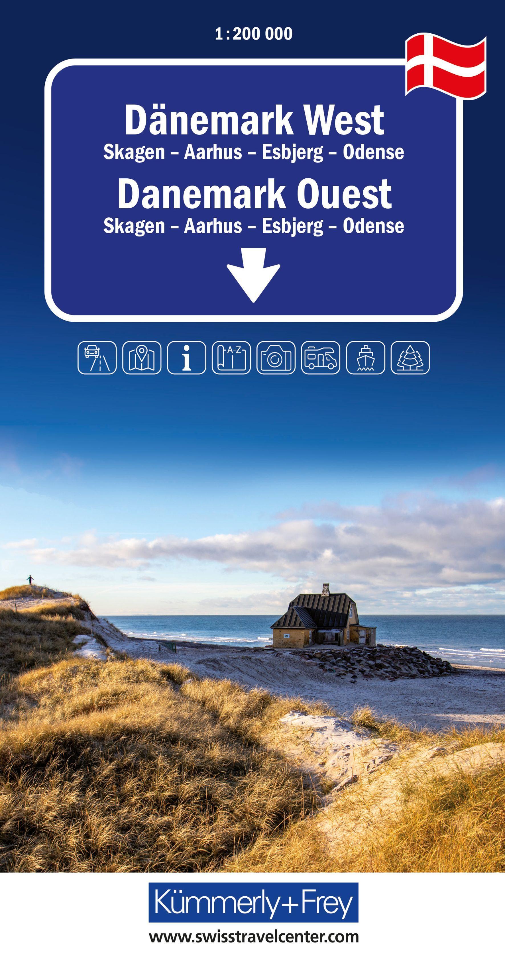 Vorderes Coverbild Kümmerly+Frey Regional-Strassenkarte Dänemark West 1:200.000