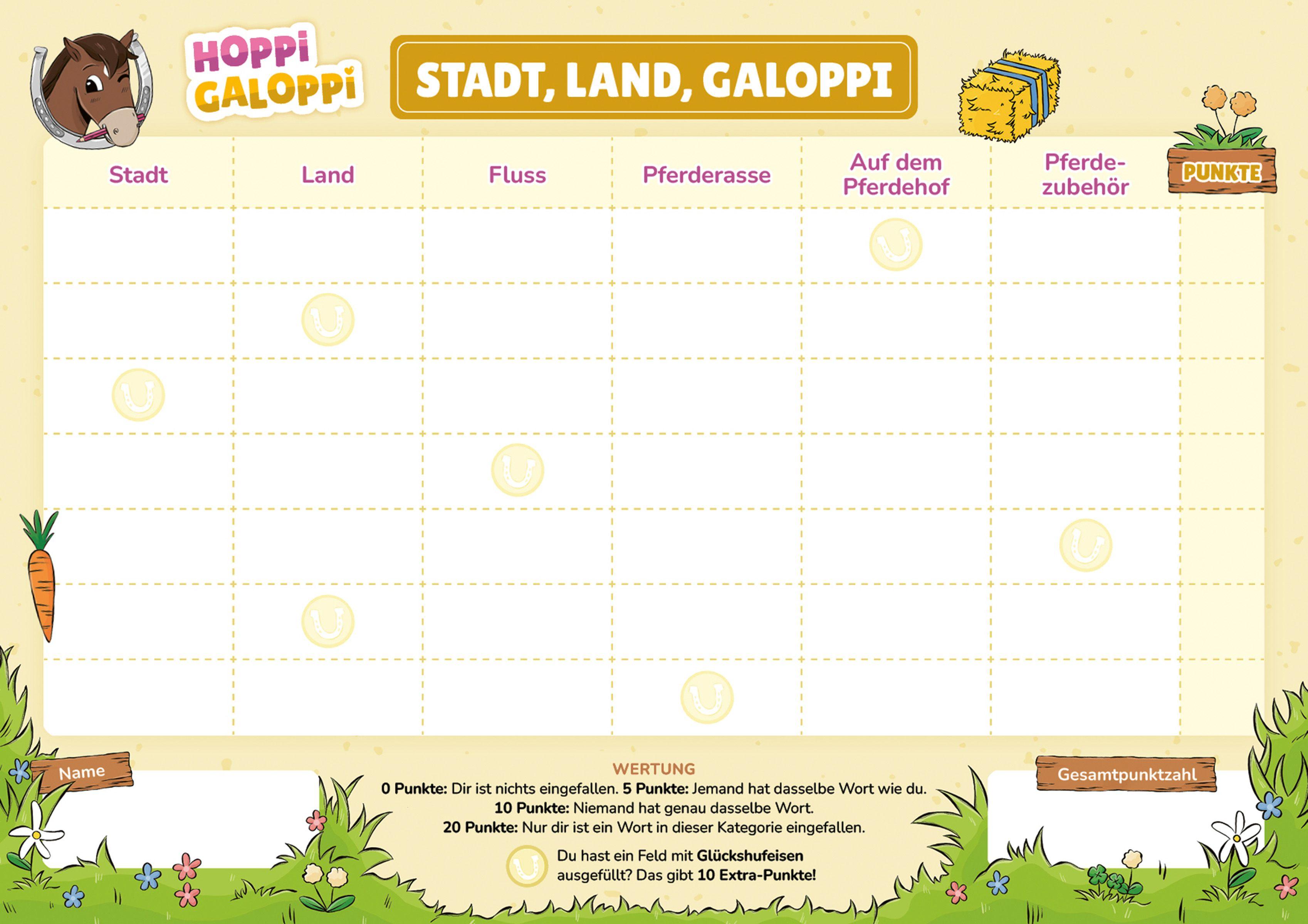 Beispielinhalt (Bild) HOPPi GALOPPi: Stadt, Land, Galoppi