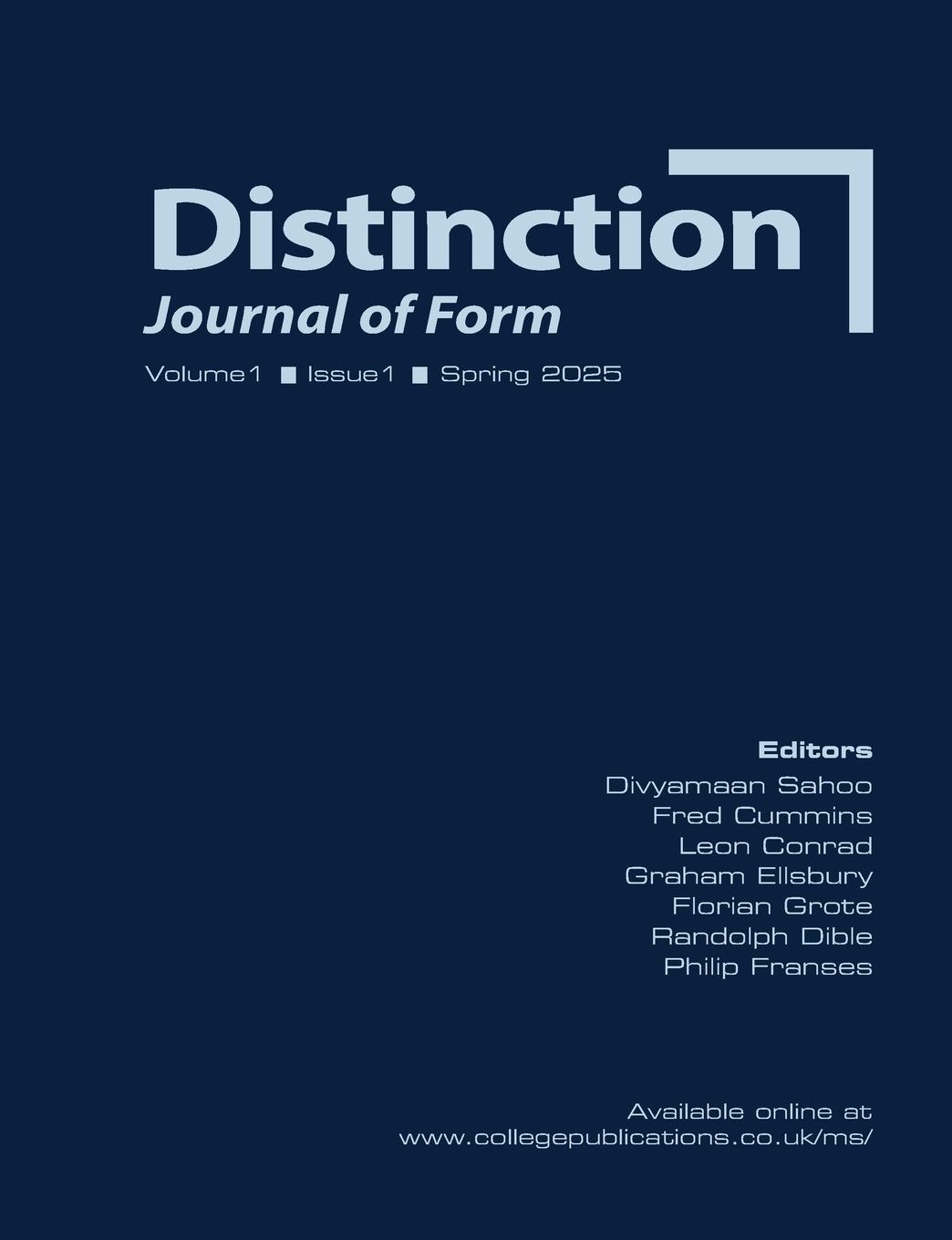 Vorderes Coverbild Distinction. Journal of Form. V1(1) Spring 2025