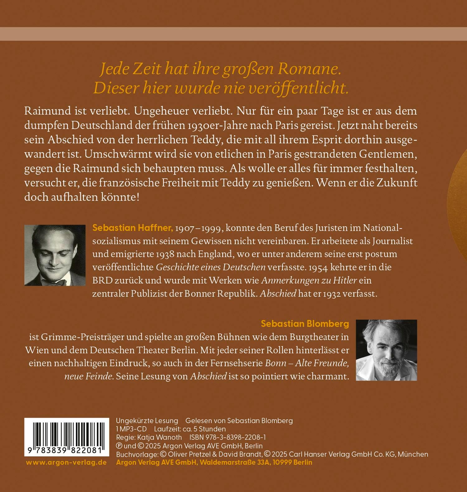 Rückseitencover Abschied