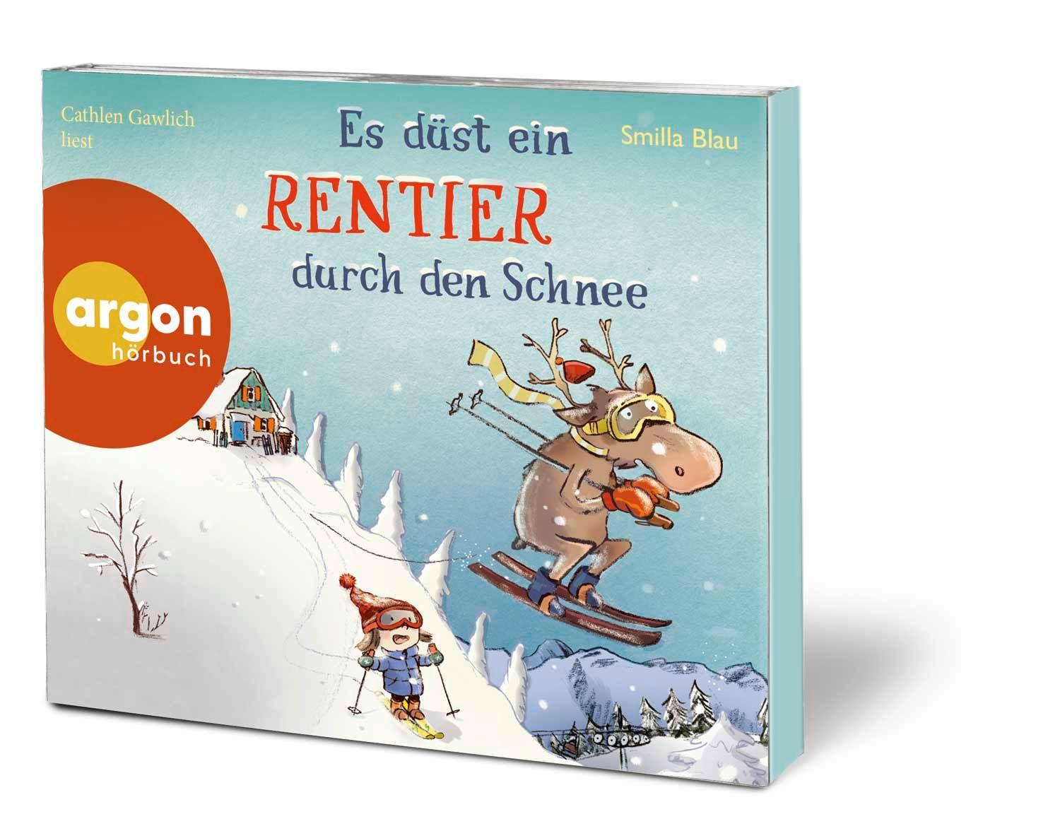 Beispielinhalt (Bild) Es düst ein Rentier durch den Schnee