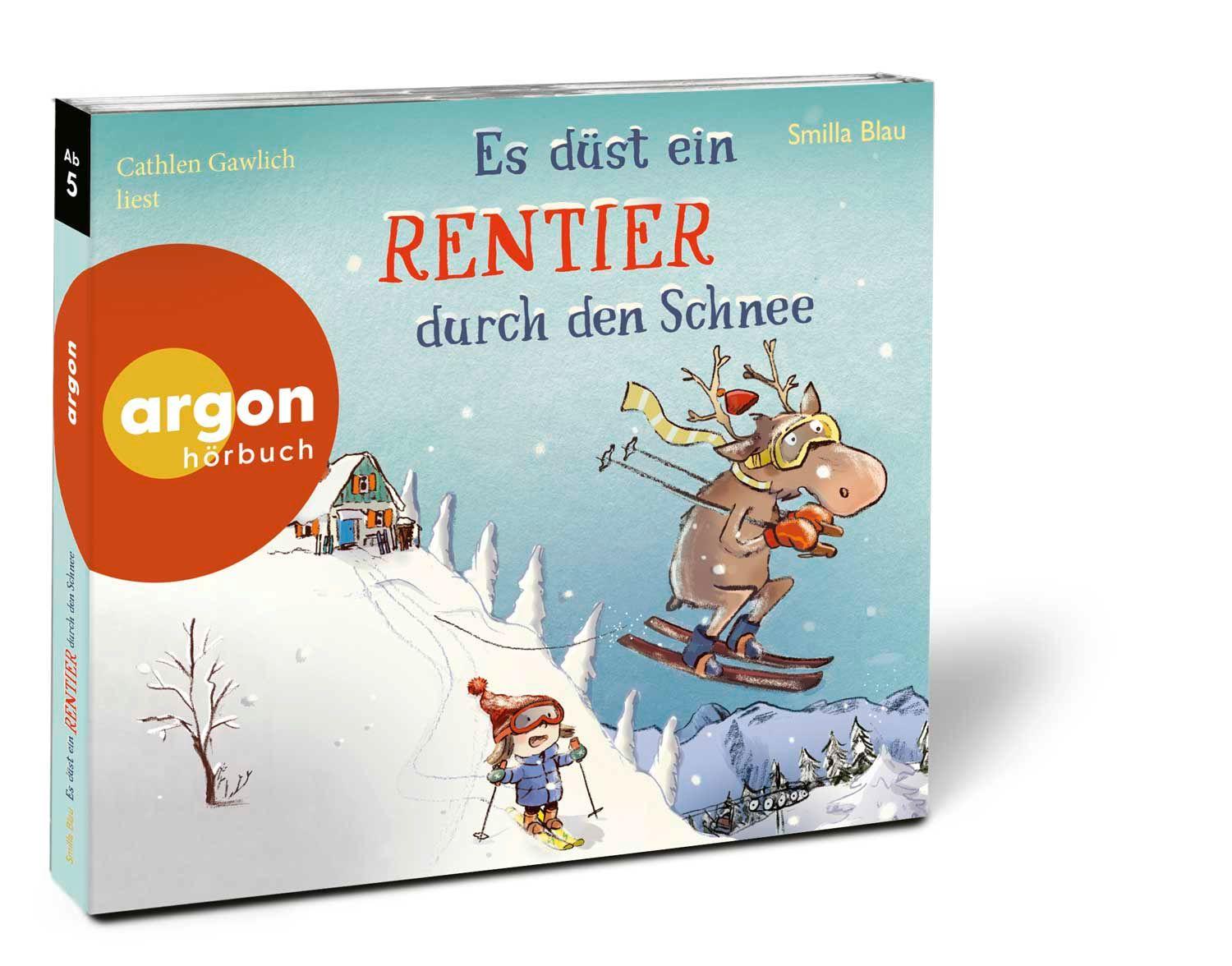 Beispielinhalt (Bild) Es düst ein Rentier durch den Schnee