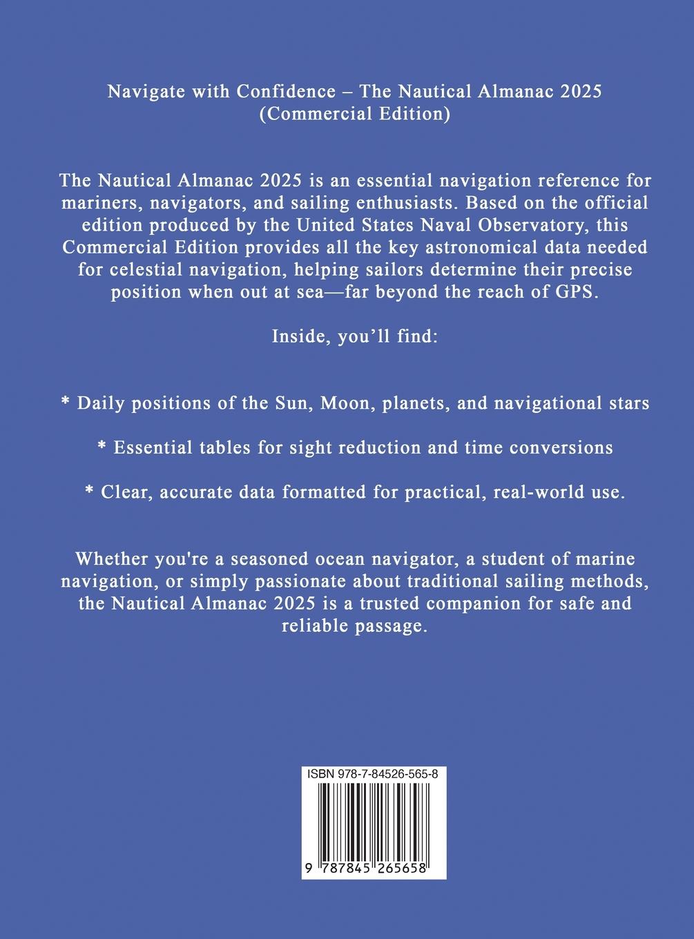 Rückseitencover The 2025 Commercial Nautical Almanac for Mariners and Navigators