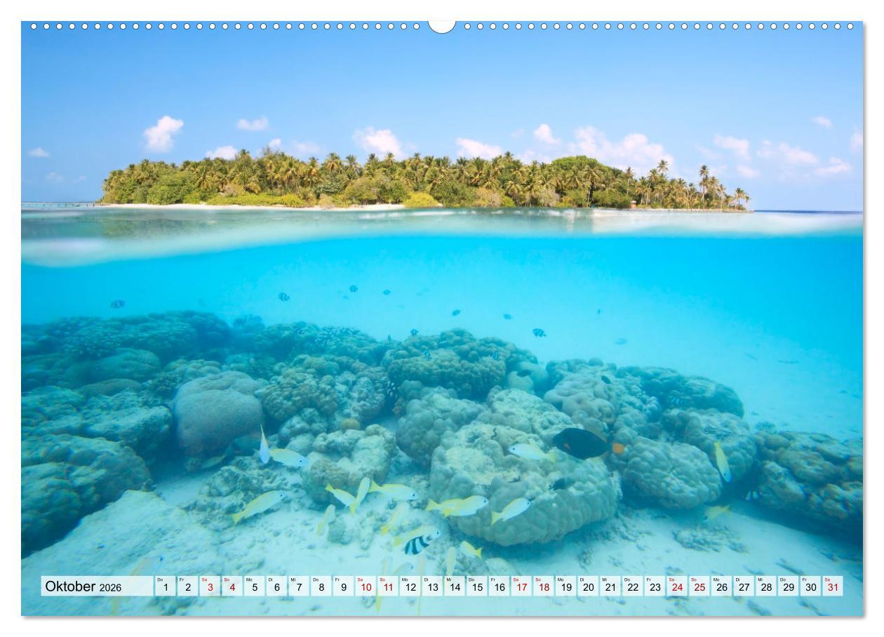 Beispielinhalt (Bild) Malediven - Reise in ein Naturparadies (hochwertiger Premium Wandkalender 2026 DIN A2 quer), Kunstdruck in Hochglanz
