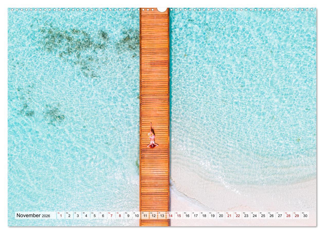 Beispielinhalt (Bild) Malediven - Reise in ein Naturparadies (hochwertiger Premium Wandkalender 2026 DIN A2 quer), Kunstdruck in Hochglanz