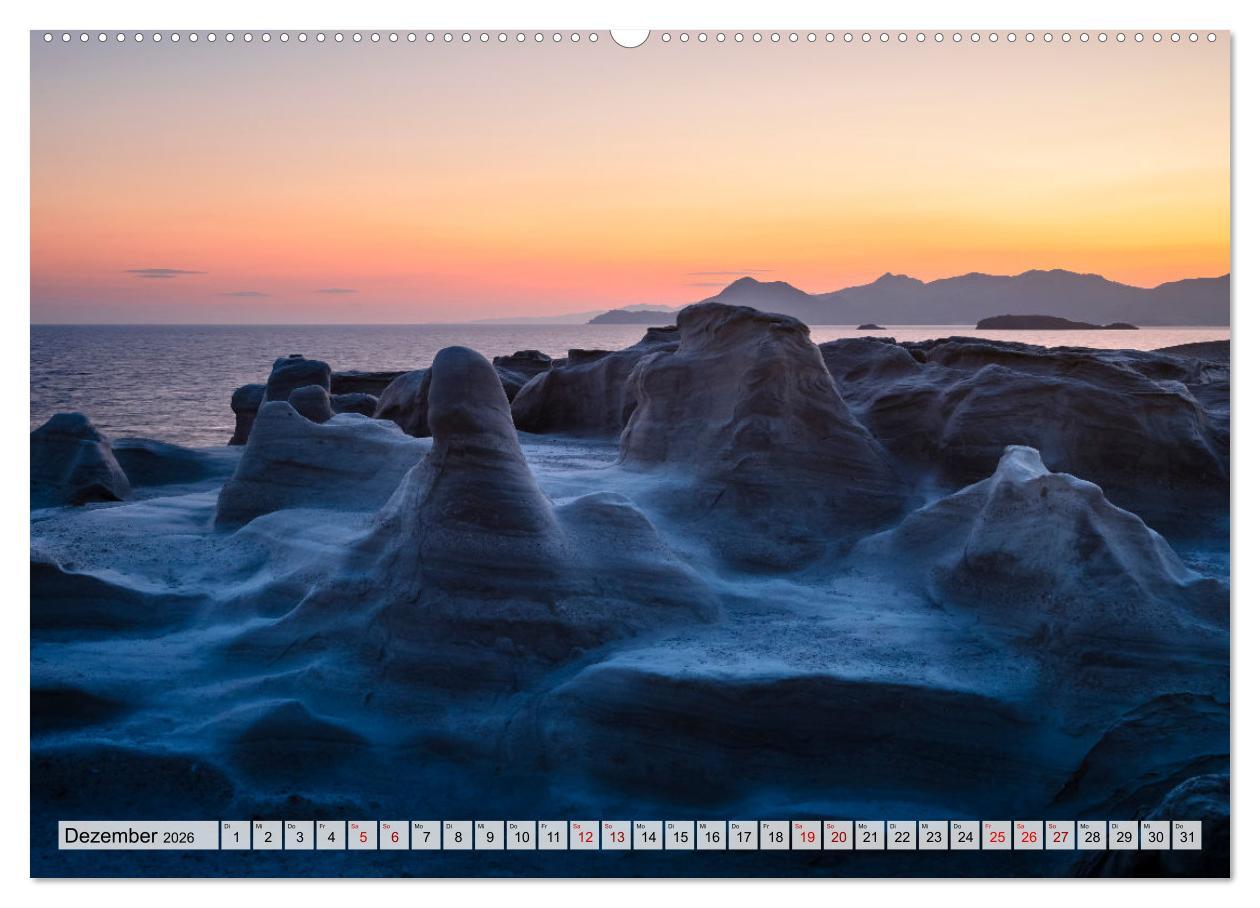 Beispielinhalt (Bild) Griechische Inseln - Ein Jahr im Mittelmeer (hochwertiger Premium Wandkalender 2026 DIN A2 quer), Kunstdruck in Hochglanz