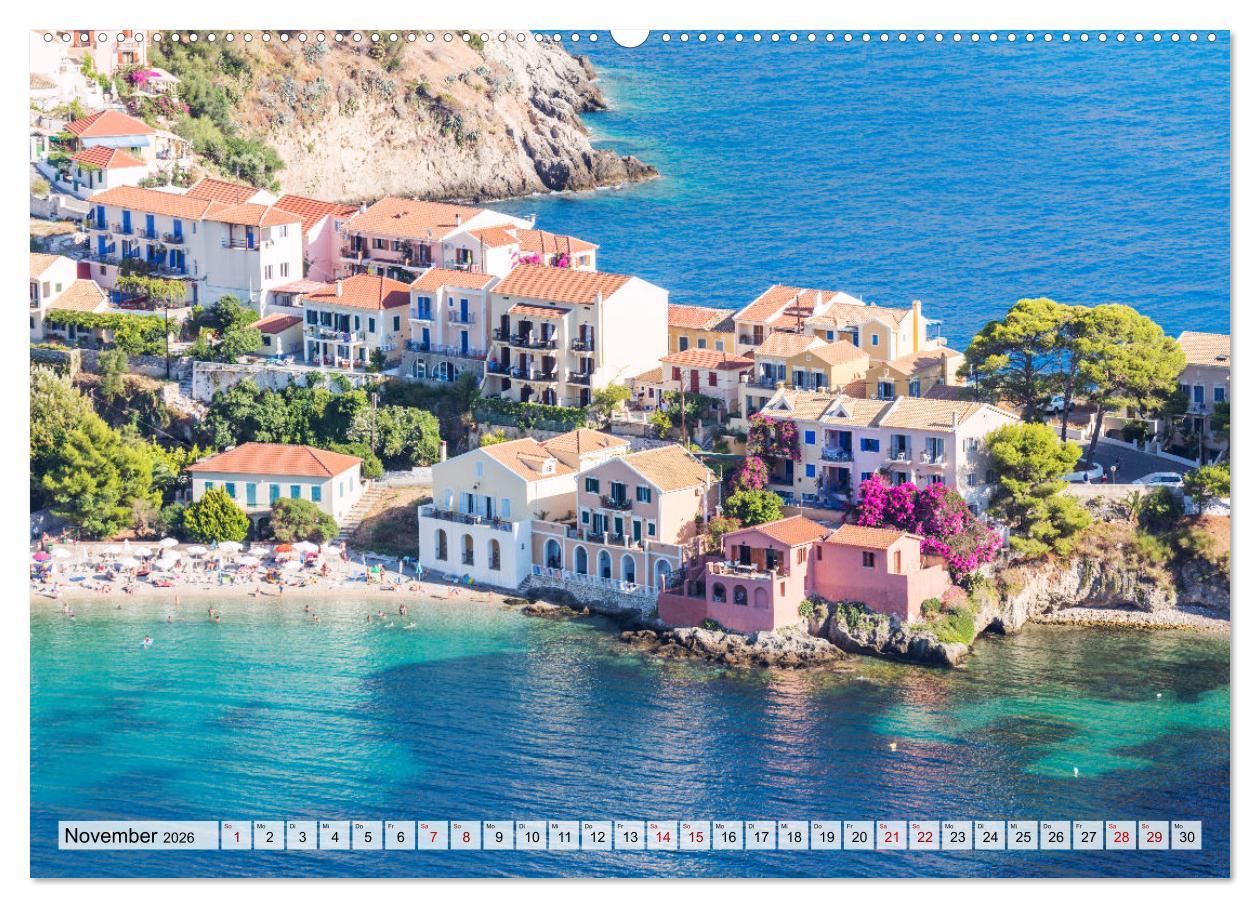 Beispielinhalt (Bild) Griechische Inseln - Ein Jahr im Mittelmeer (hochwertiger Premium Wandkalender 2026 DIN A2 quer), Kunstdruck in Hochglanz