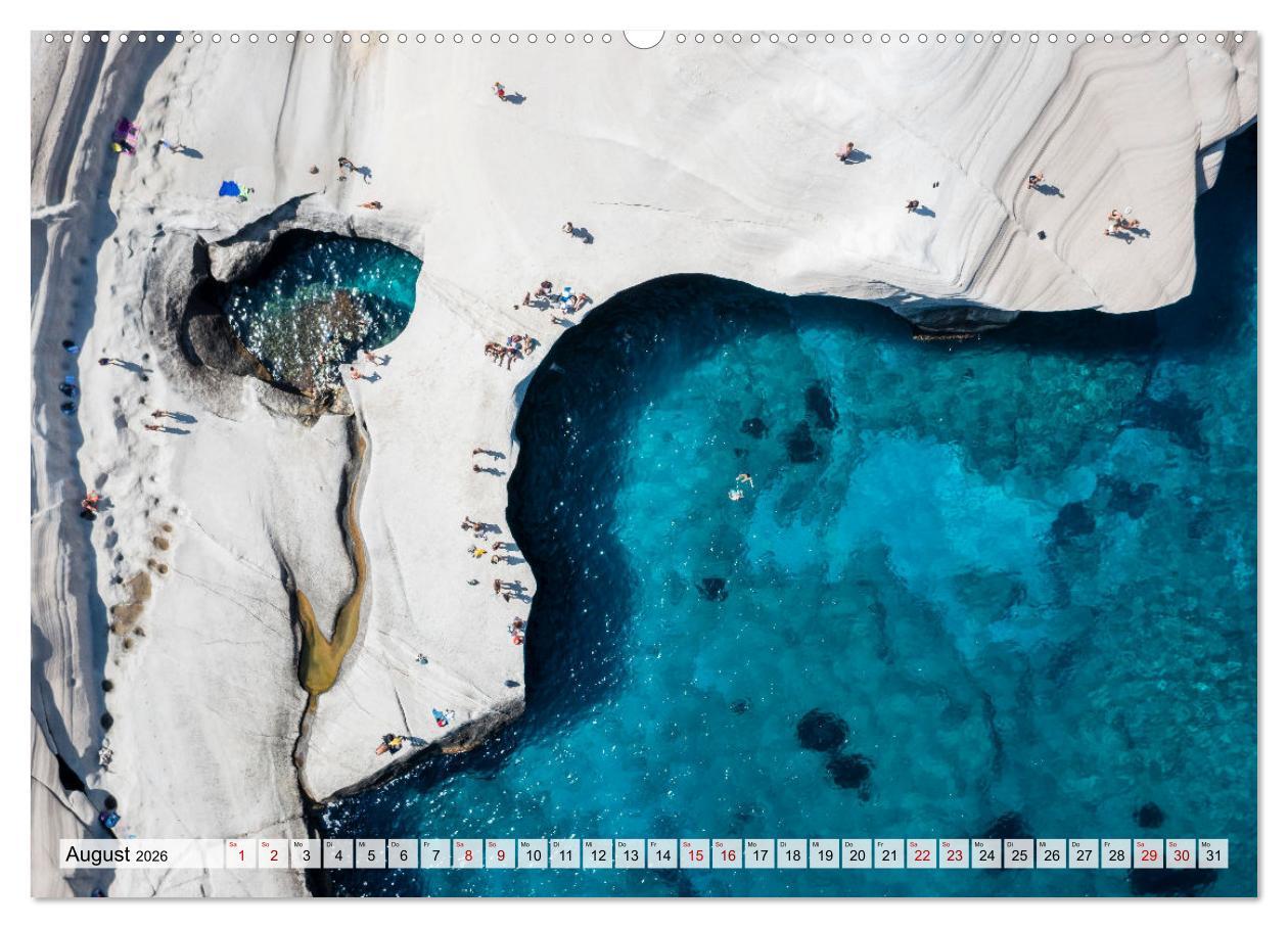 Beispielinhalt (Bild) Griechische Inseln - Ein Jahr im Mittelmeer (hochwertiger Premium Wandkalender 2026 DIN A2 quer), Kunstdruck in Hochglanz