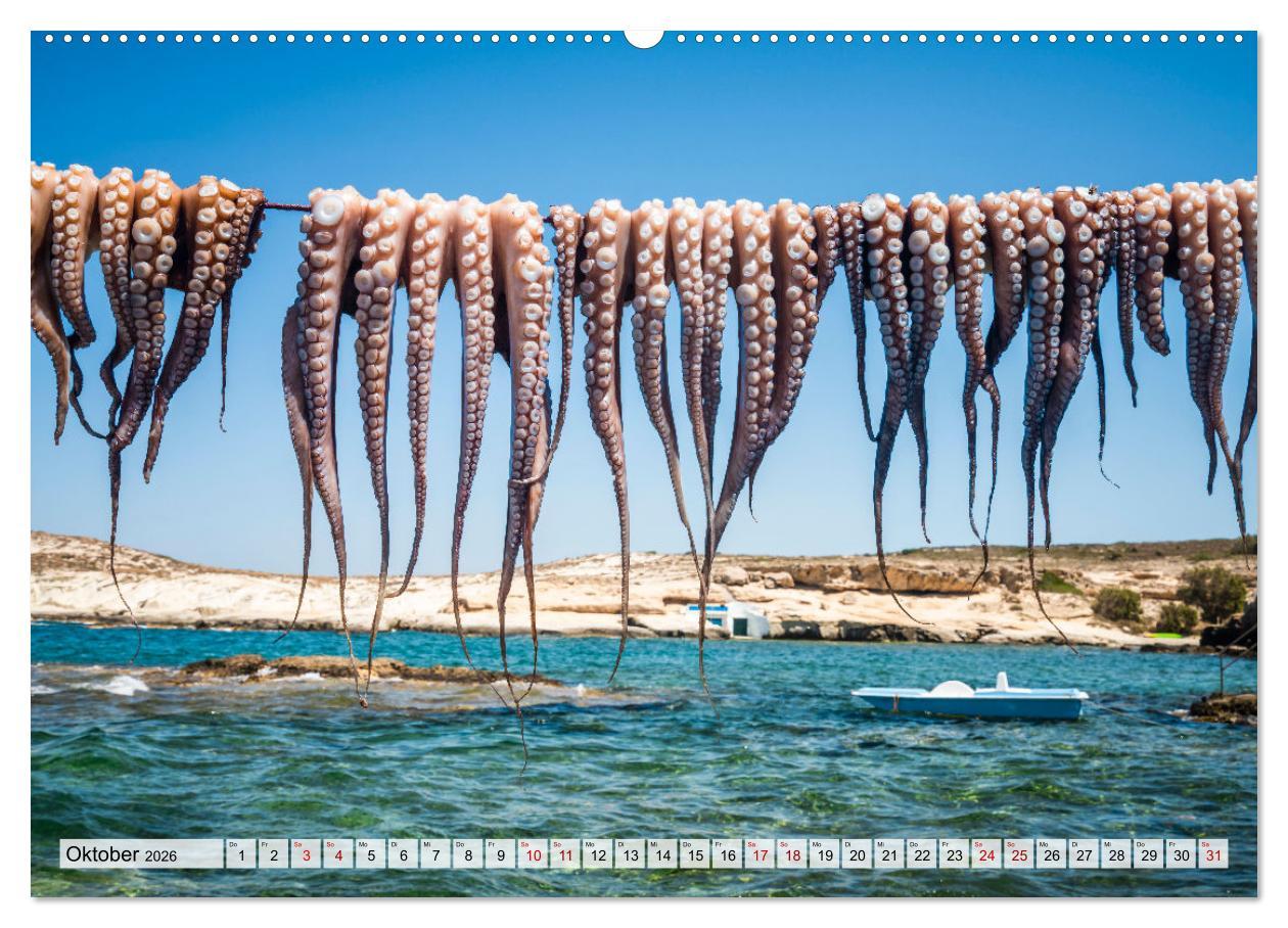 Beispielinhalt (Bild) Griechische Inseln - Ein Jahr im Mittelmeer (Wandkalender 2026 DIN A2 quer), CALVENDO Monatskalender