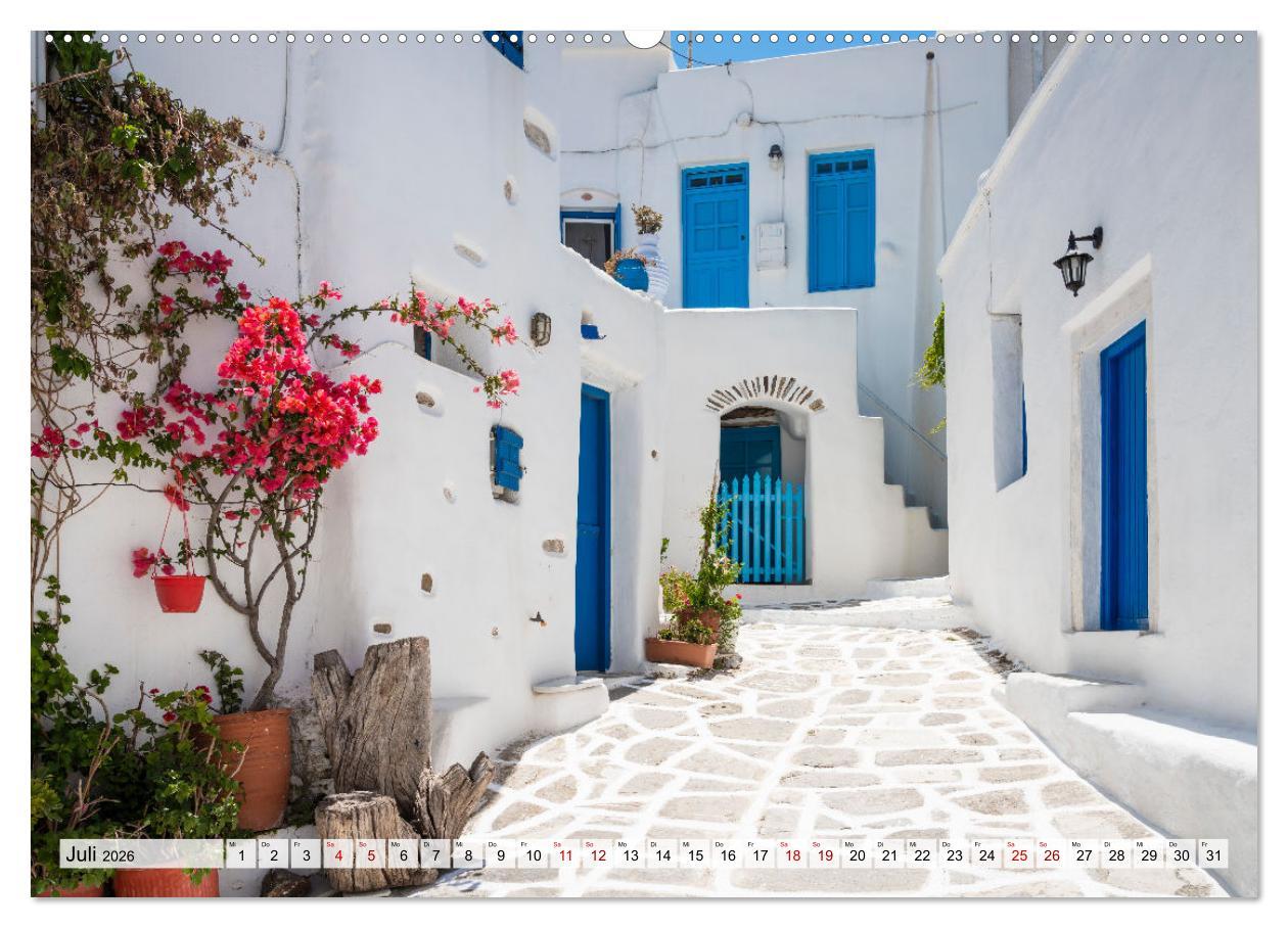 Beispielinhalt (Bild) Griechische Inseln - Ein Jahr im Mittelmeer (Wandkalender 2026 DIN A2 quer), CALVENDO Monatskalender