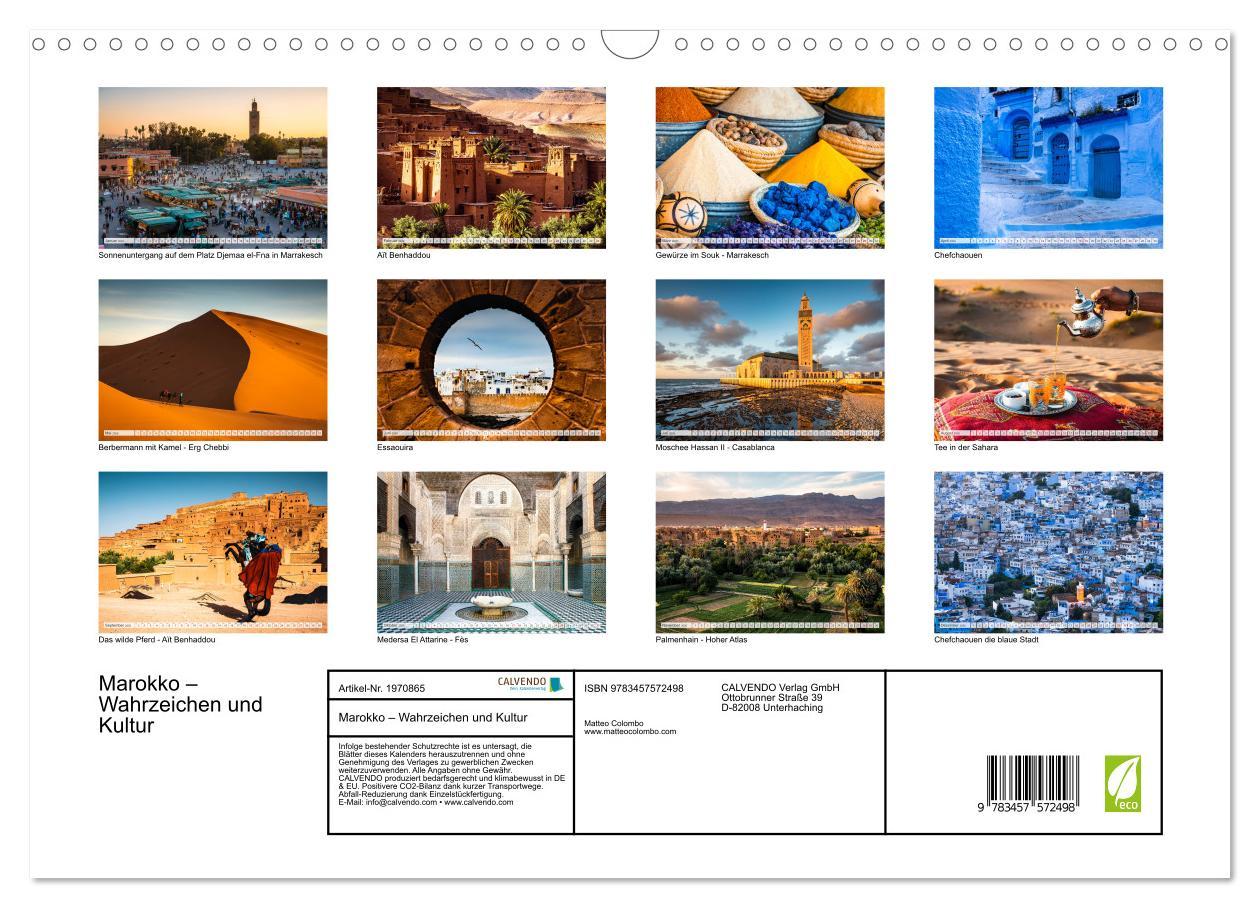 Beispielinhalt (Bild) Marokko - Wahrzeichen und Kultur (Wandkalender 2026 DIN A3 quer), CALVENDO Monatskalender