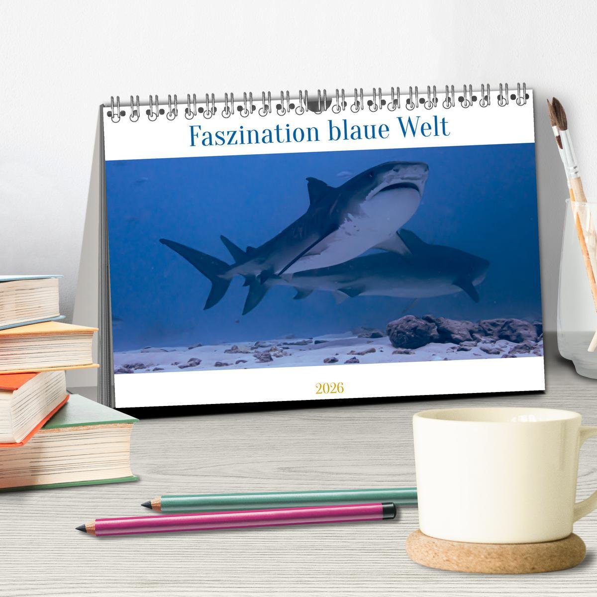 Beispielinhalt (Bild) Faszination blaue Welt (Tischkalender 2026 DIN A5 quer), CALVENDO Monatskalender