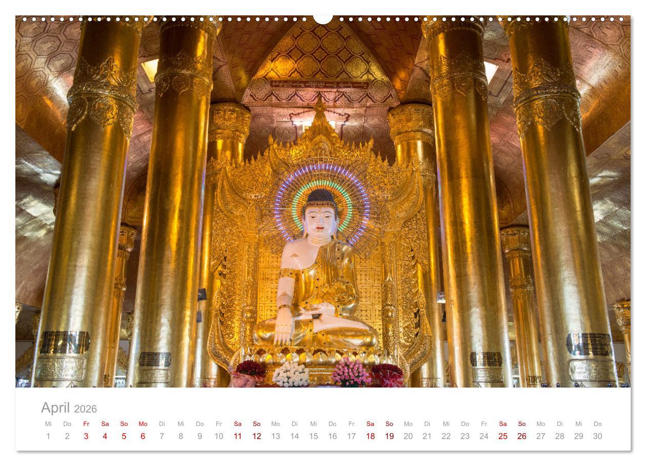 Beispielinhalt (Bild) BUDDHA - Im Reich der Achtsamkeit (hochwertiger Premium Wandkalender 2026 DIN A2 quer), Kunstdruck in Hochglanz