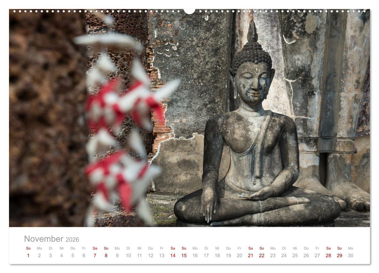 Beispielinhalt (Bild) BUDDHA - Im Reich der Achtsamkeit (hochwertiger Premium Wandkalender 2026 DIN A2 quer), Kunstdruck in Hochglanz