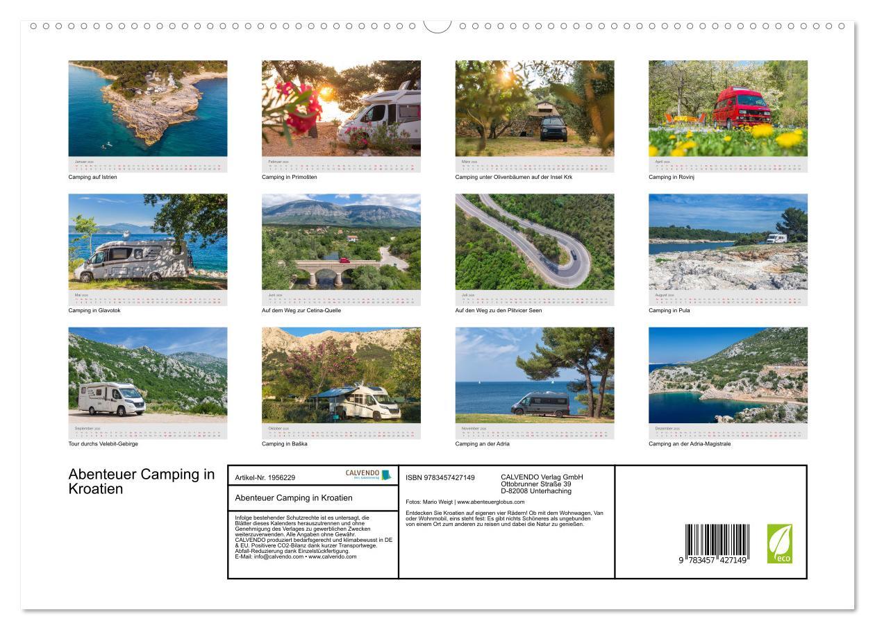 Beispielinhalt (Bild) Abenteuer Camping in Kroatien (hochwertiger Premium Wandkalender 2026 DIN A2 quer), Kunstdruck in Hochglanz