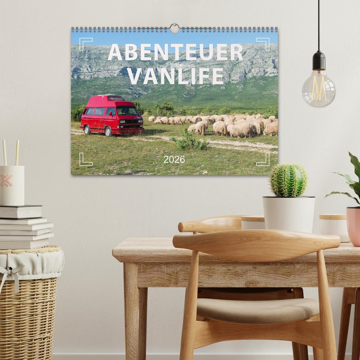 Beispielinhalt (Bild) Abenteuer Vanlife - Glücklich unterwegs (Wandkalender 2026 DIN A3 quer), CALVENDO Monatskalender