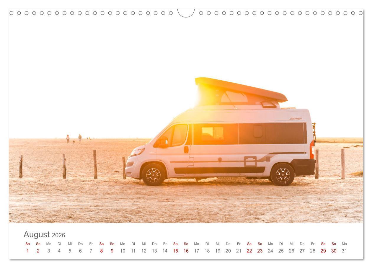 Beispielinhalt (Bild) Abenteuer Vanlife - Glücklich unterwegs (Wandkalender 2026 DIN A3 quer), CALVENDO Monatskalender