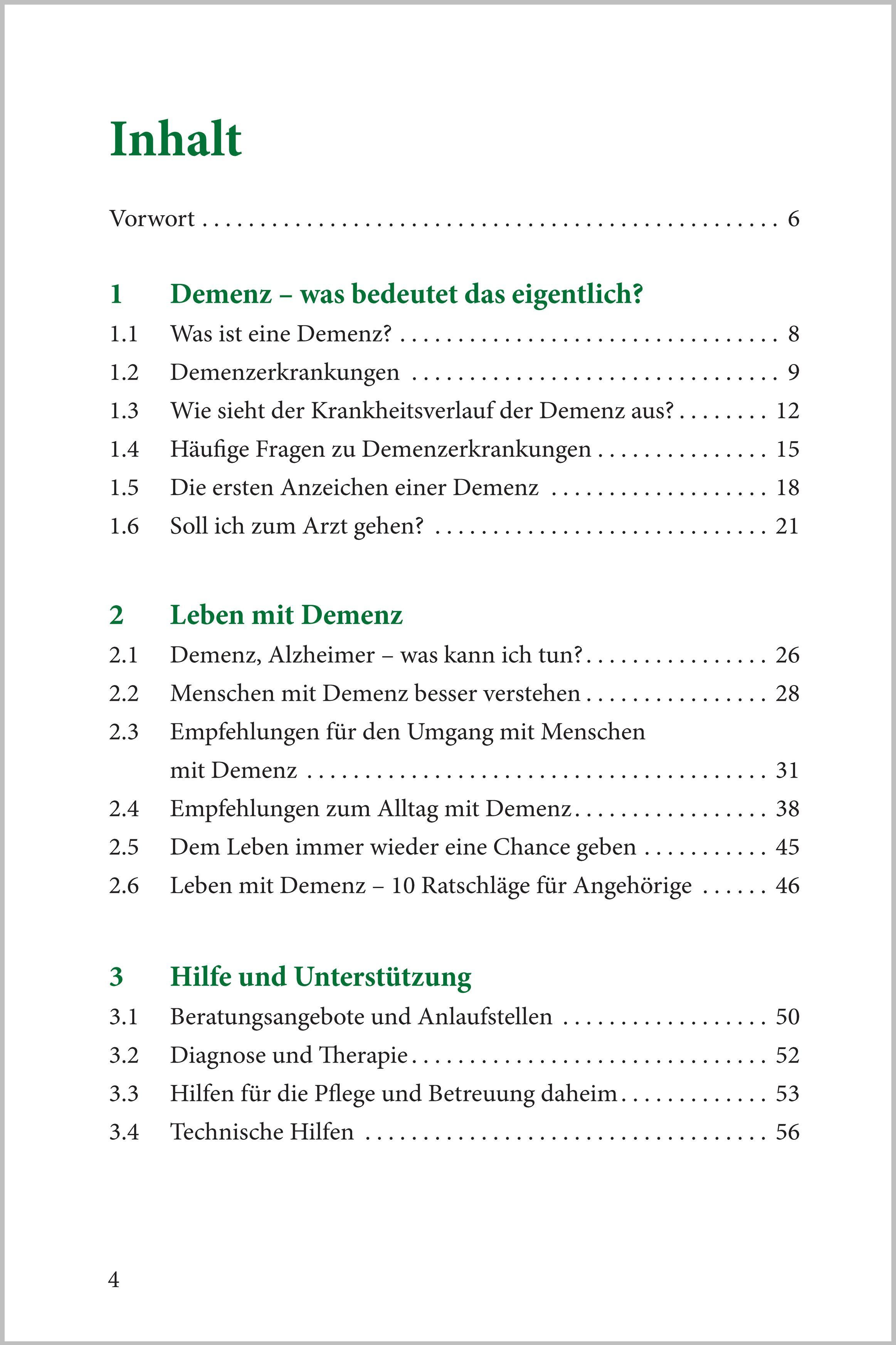 Beispielinhalt (Bild) Demenz - der kompakte Ratgeber