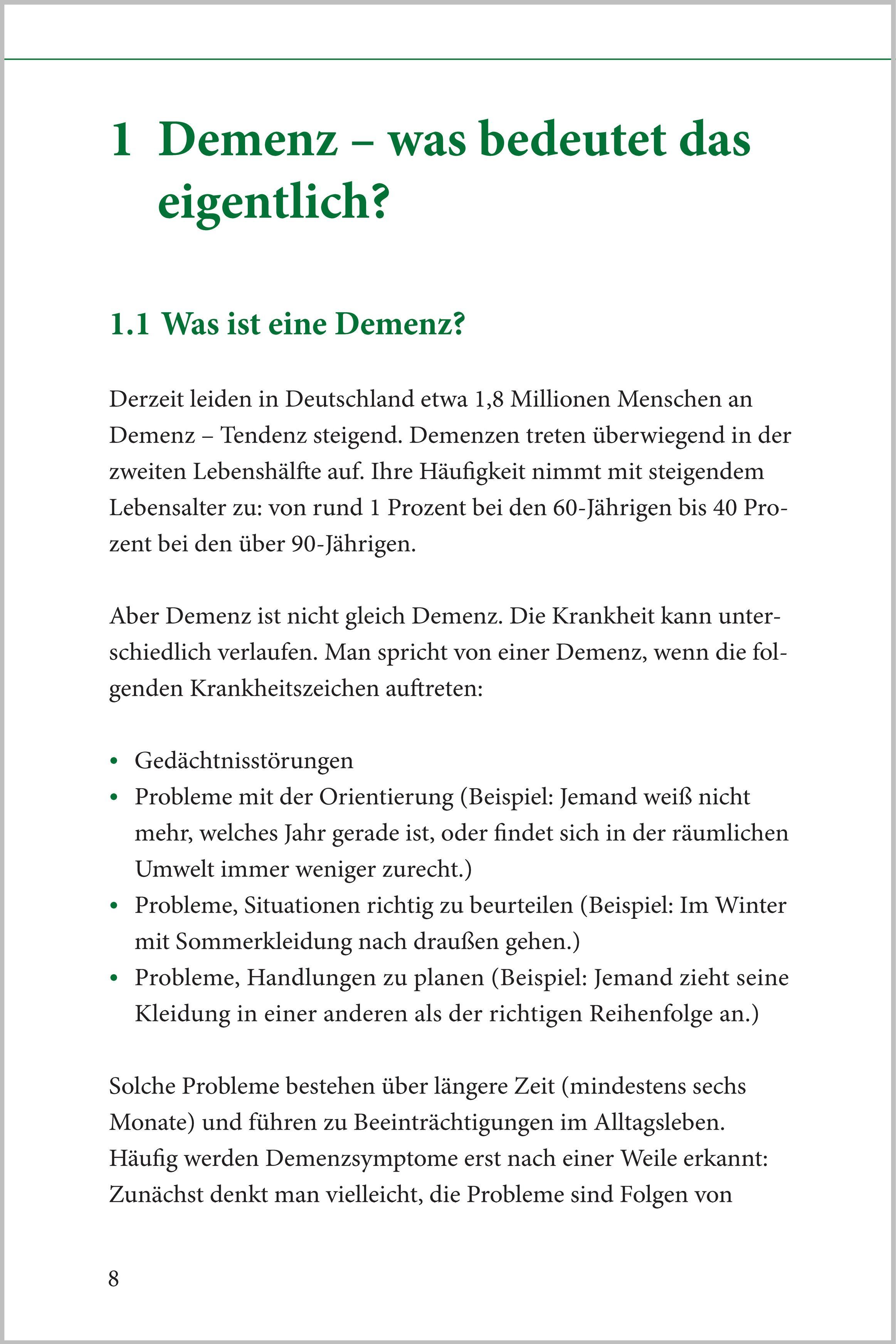 Beispielinhalt (Bild) Demenz - der kompakte Ratgeber