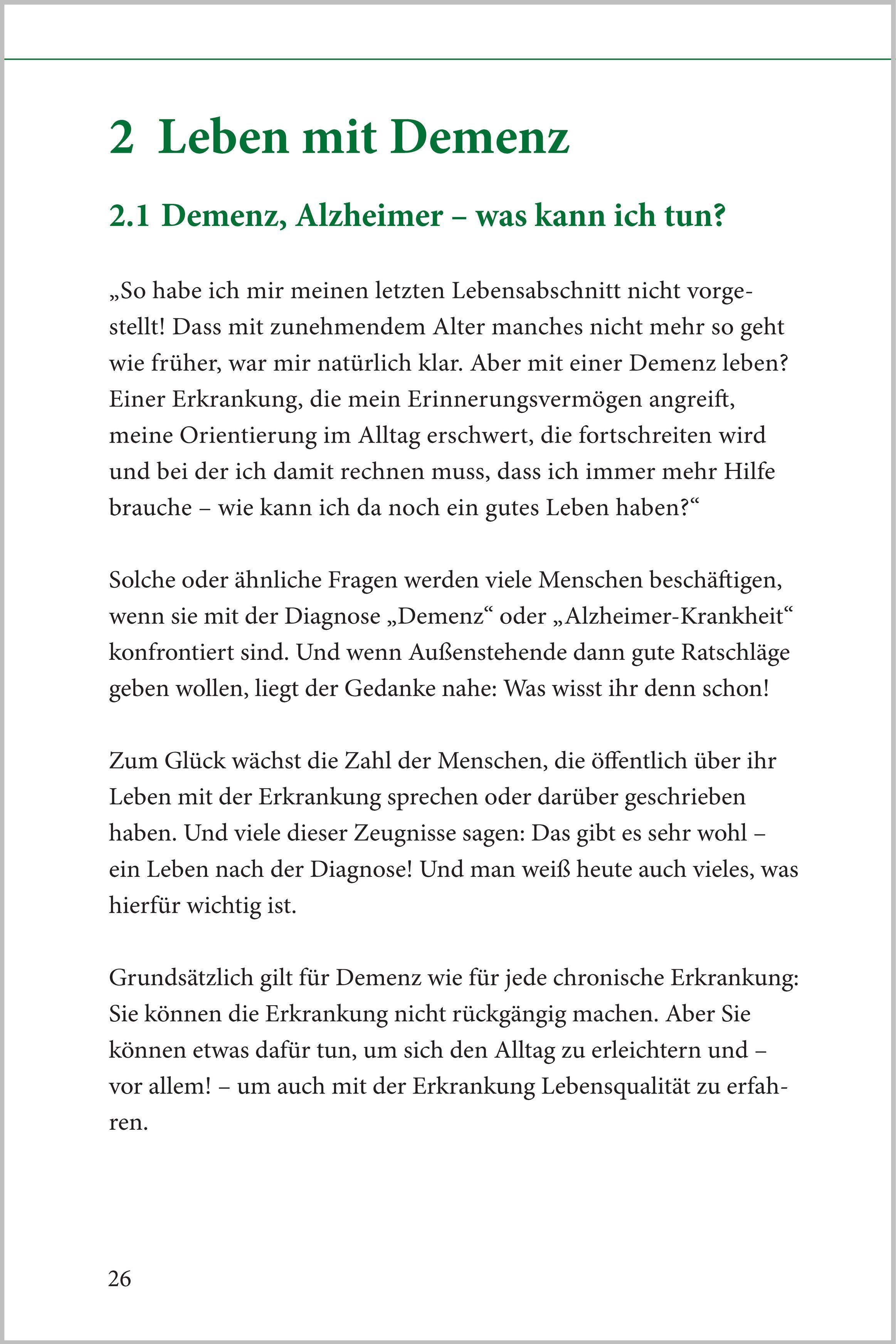 Beispielinhalt (Bild) Demenz - der kompakte Ratgeber