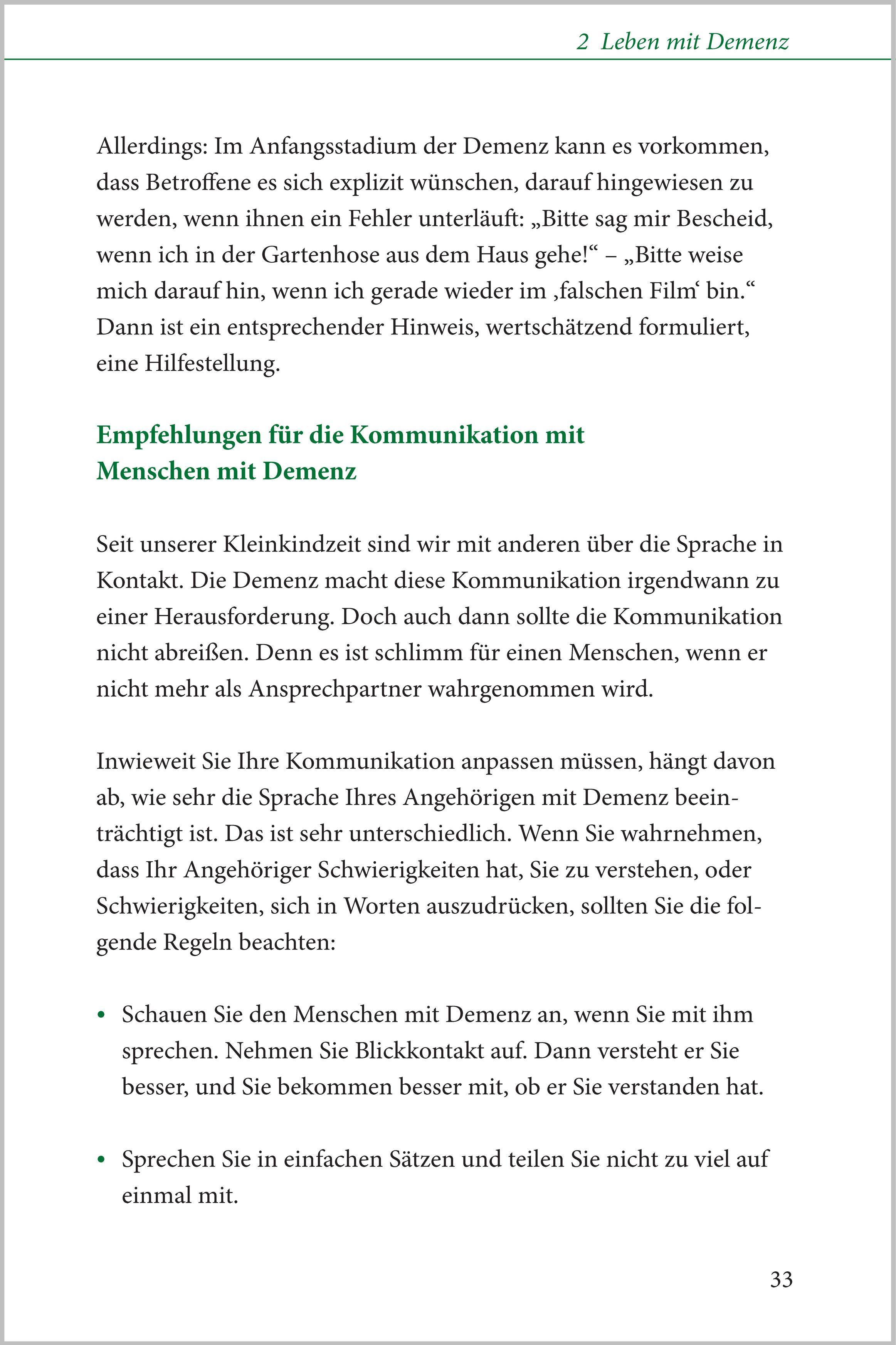 Beispielinhalt (Bild) Demenz - der kompakte Ratgeber