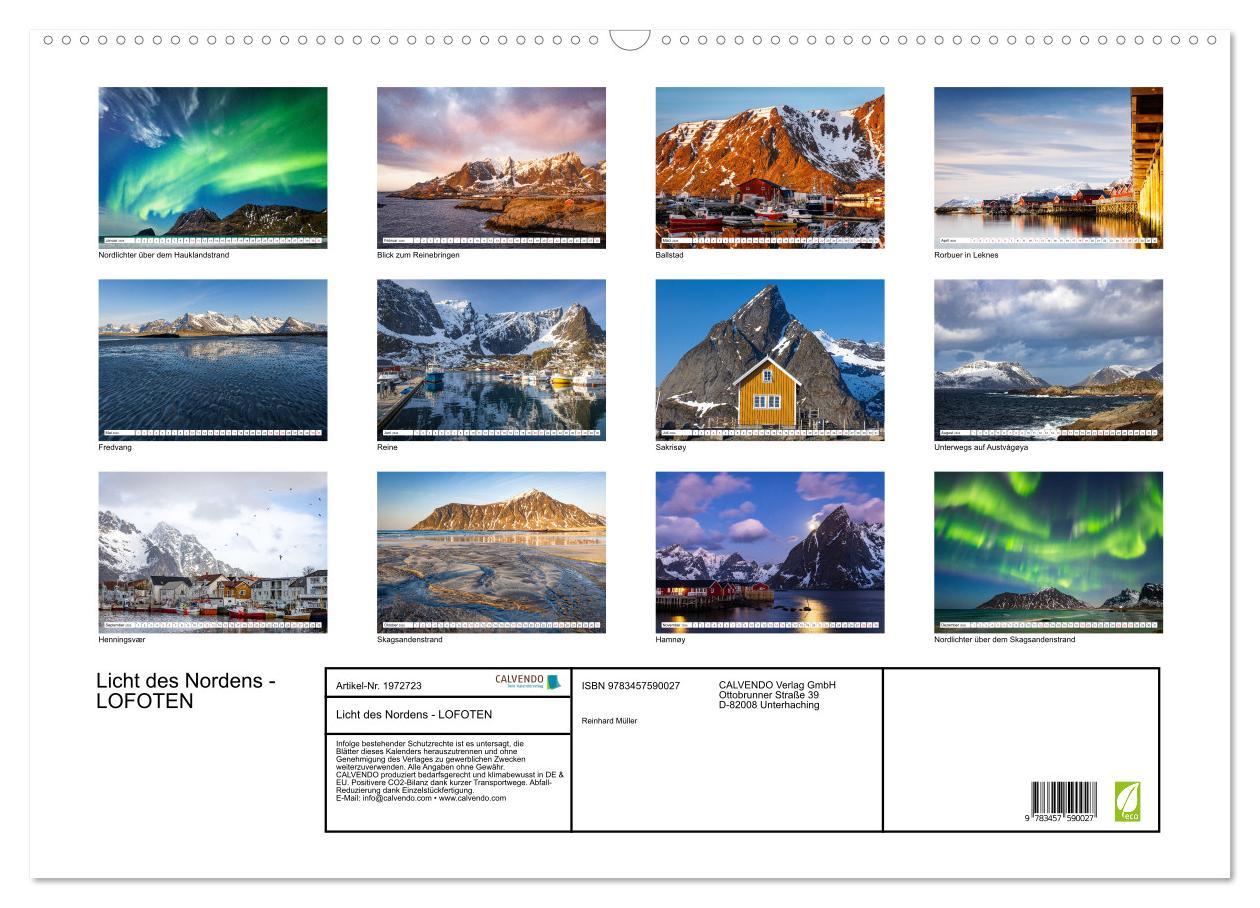 Beispielinhalt (Bild) Licht des Nordens - LOFOTEN (Wandkalender 2026 DIN A2 quer), CALVENDO Monatskalender
