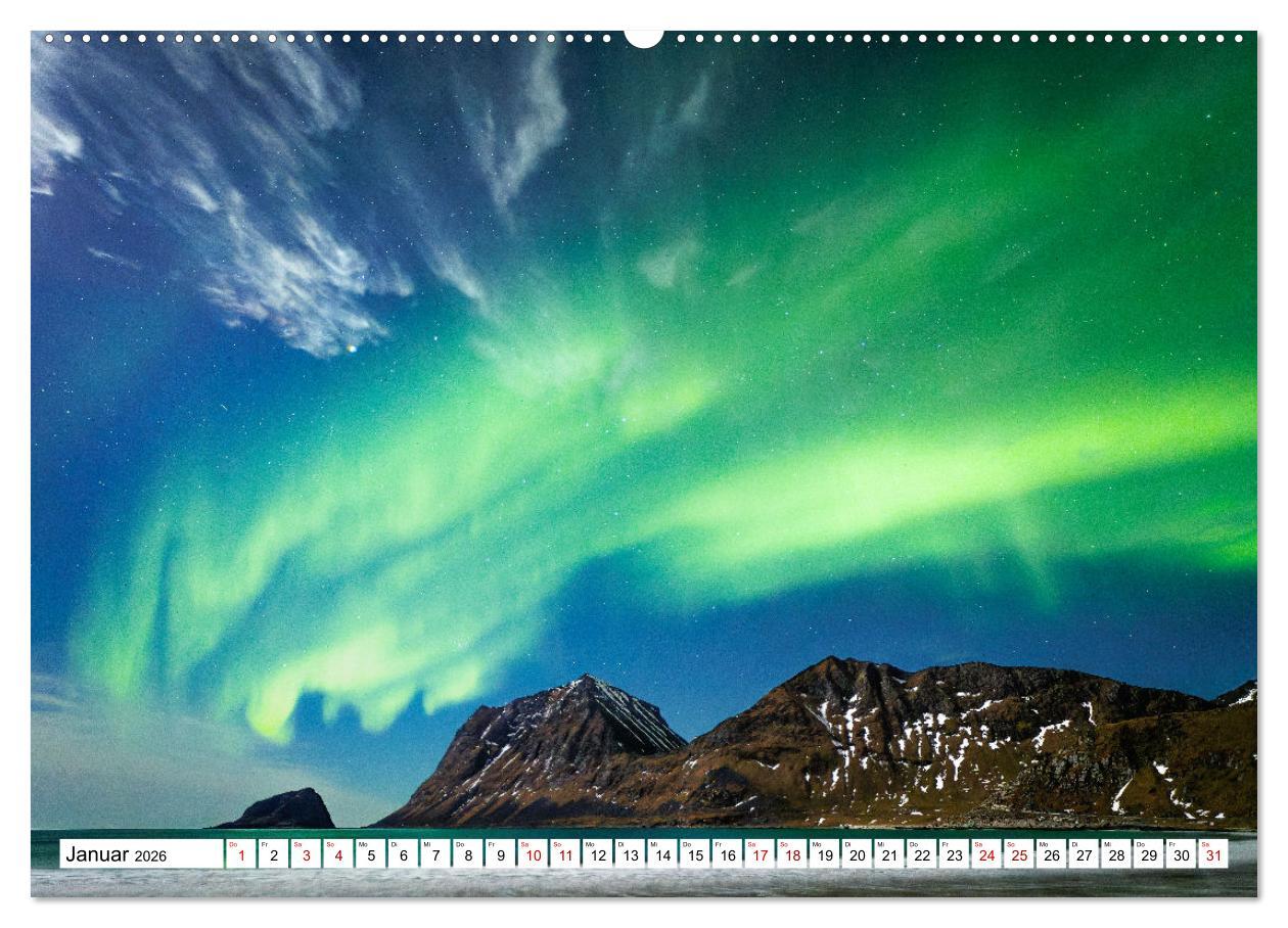 Beispielinhalt (Bild) Licht des Nordens - LOFOTEN (Wandkalender 2026 DIN A2 quer), CALVENDO Monatskalender