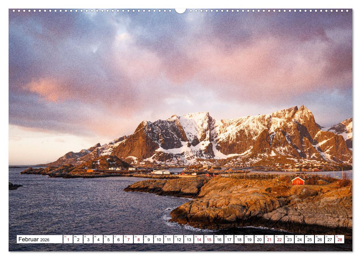 Beispielinhalt (Bild) Licht des Nordens - LOFOTEN (Wandkalender 2026 DIN A2 quer), CALVENDO Monatskalender