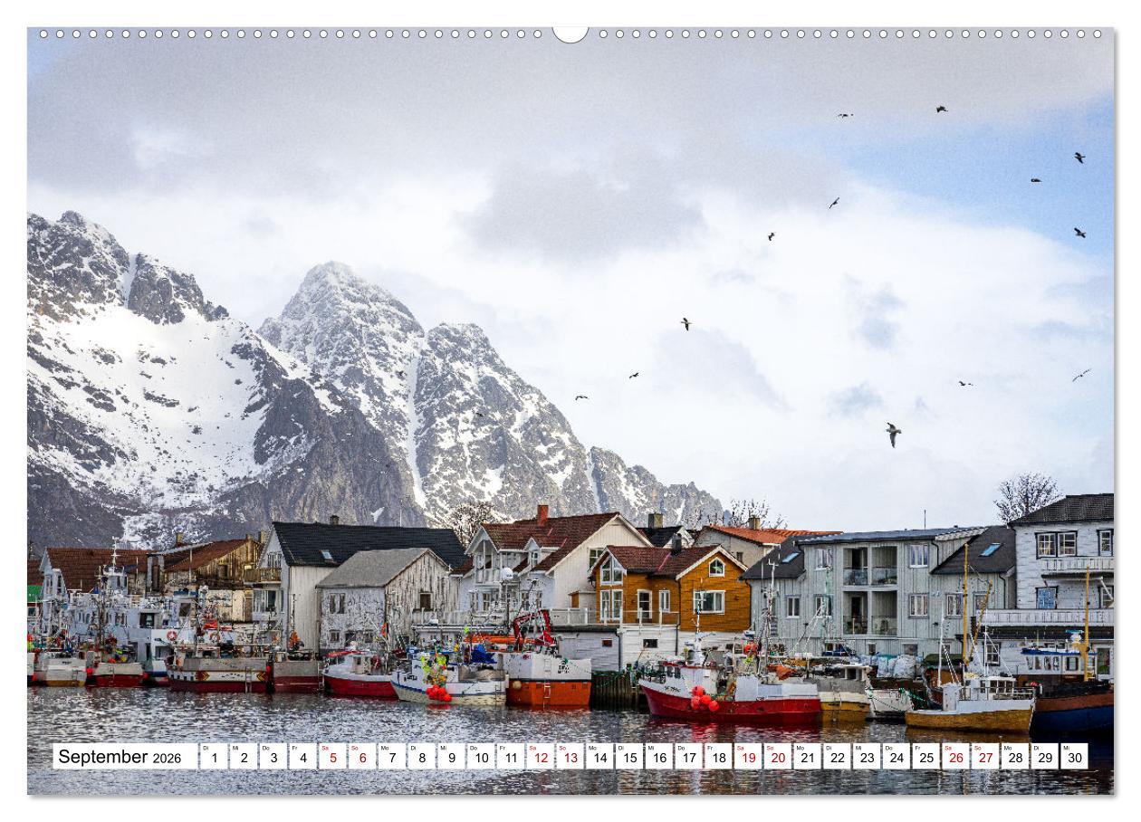 Beispielinhalt (Bild) Licht des Nordens - LOFOTEN (Wandkalender 2026 DIN A2 quer), CALVENDO Monatskalender