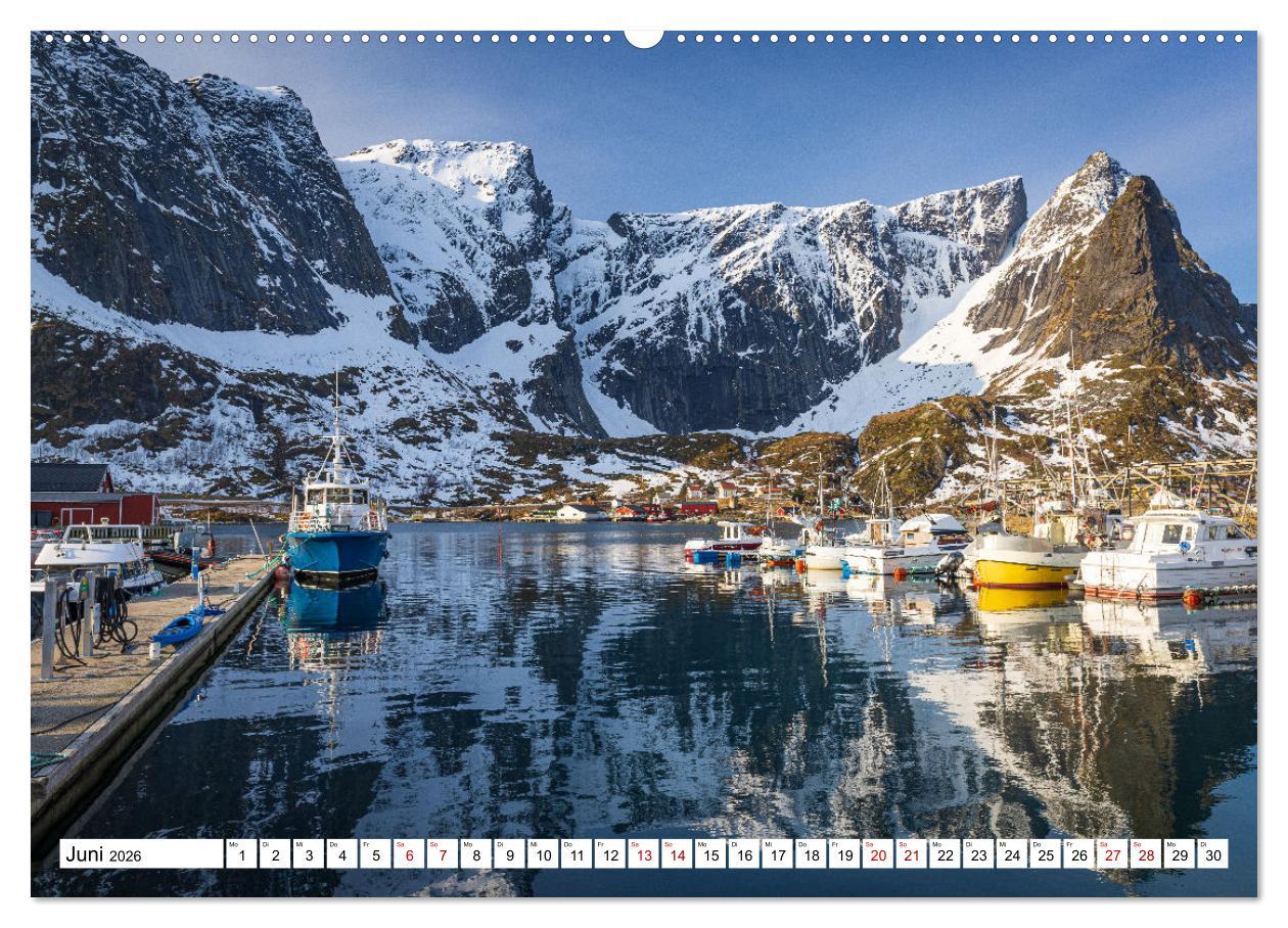 Beispielinhalt (Bild) Licht des Nordens - LOFOTEN (hochwertiger Premium Wandkalender 2026 DIN A2 quer), Kunstdruck in Hochglanz