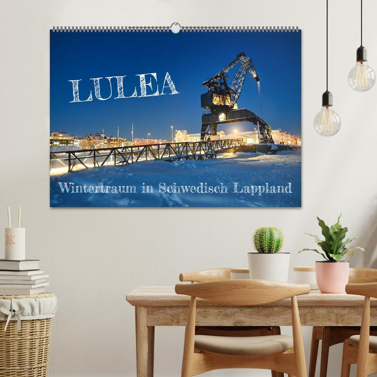 Beispielinhalt (Bild) Lulea - Wintertraum in Schwedisch Lappland (Wandkalender 2026 DIN A2 quer), CALVENDO Monatskalender