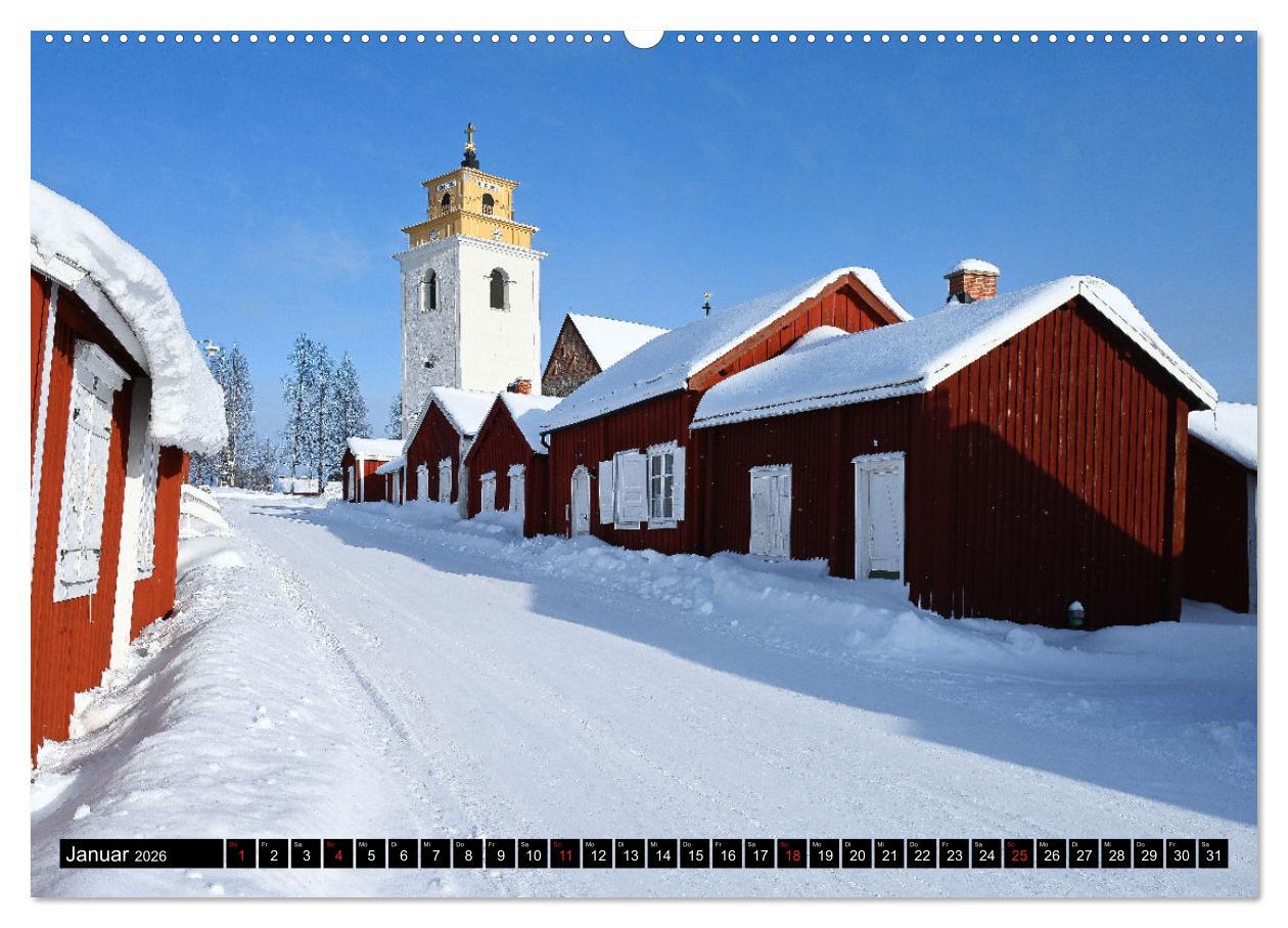 Beispielinhalt (Bild) Lulea - Wintertraum in Schwedisch Lappland (Wandkalender 2026 DIN A2 quer), CALVENDO Monatskalender