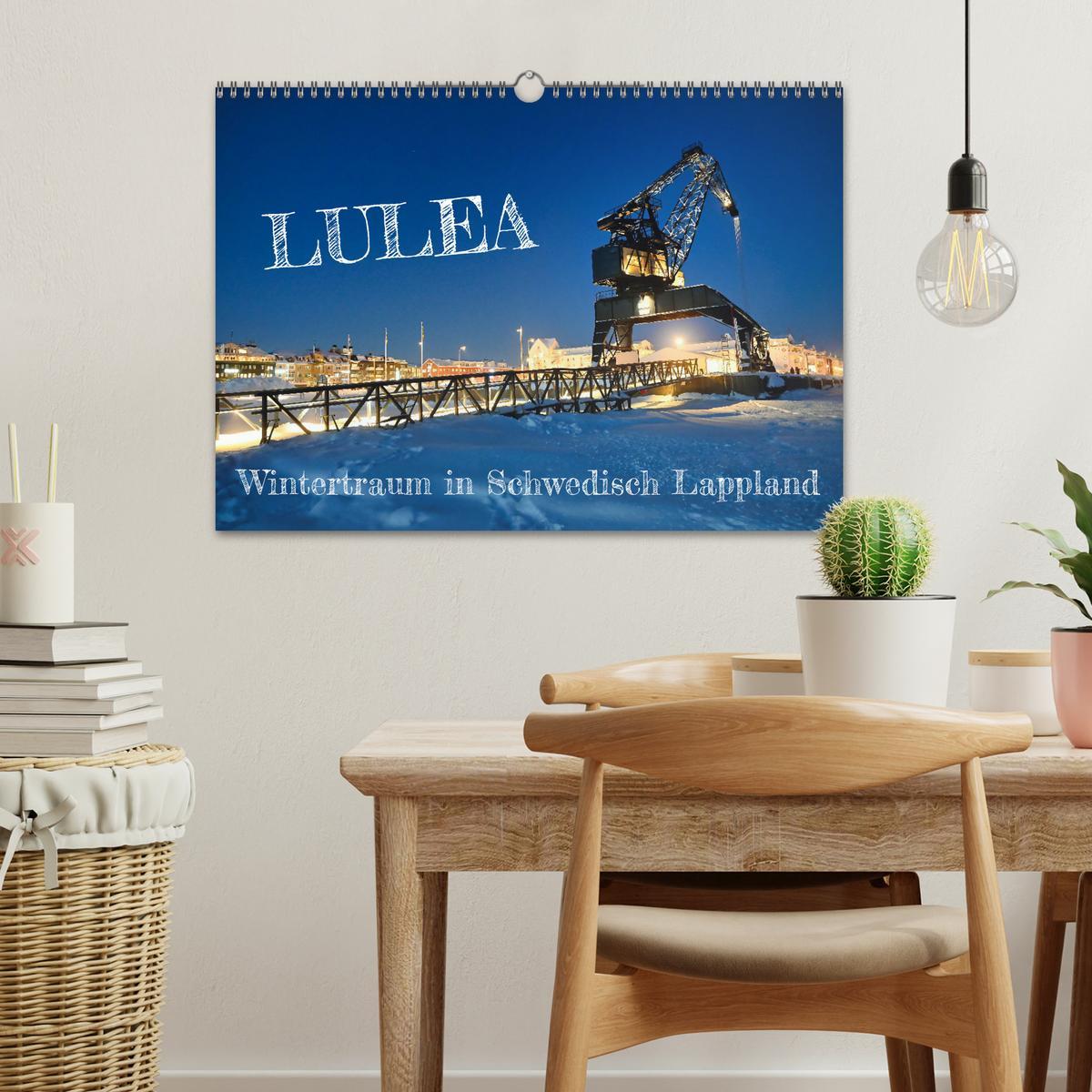 Beispielinhalt (Bild) Lulea - Wintertraum in Schwedisch Lappland (Wandkalender 2026 DIN A3 quer), CALVENDO Monatskalender