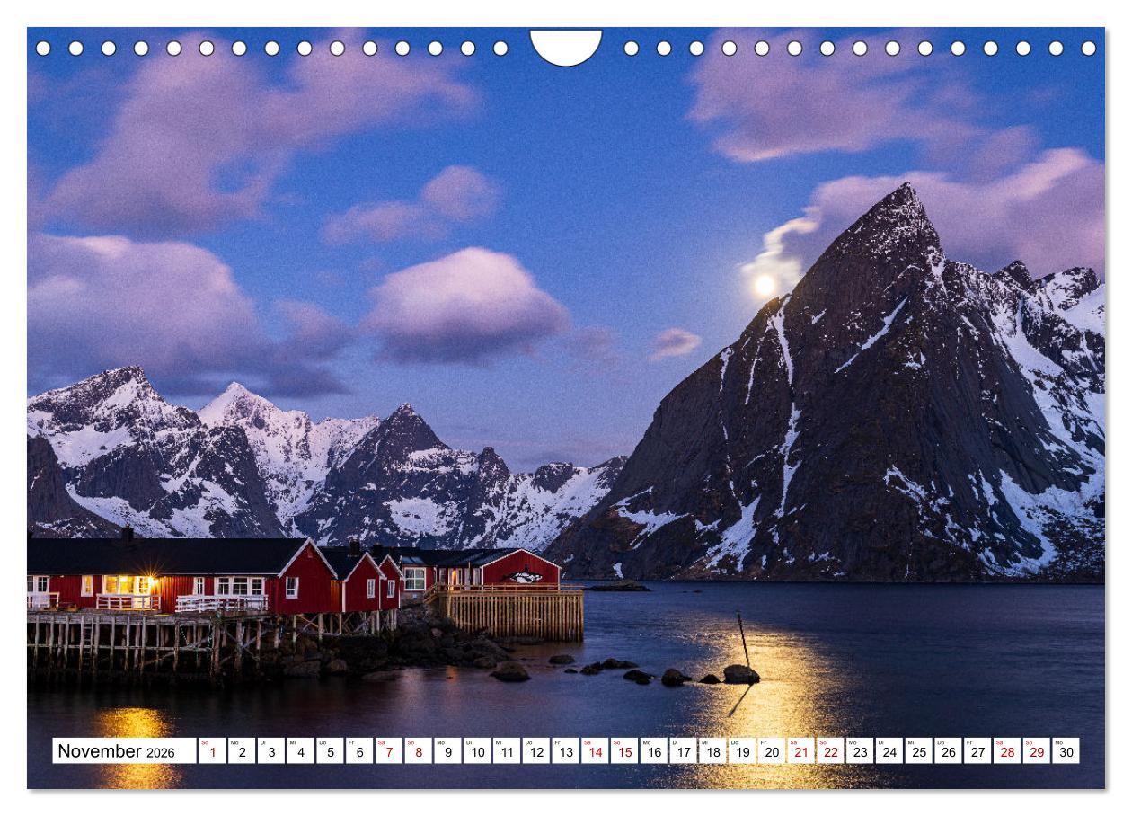 Beispielinhalt (Bild) Licht des Nordens - LOFOTEN (Wandkalender 2026 DIN A4 quer), CALVENDO Monatskalender