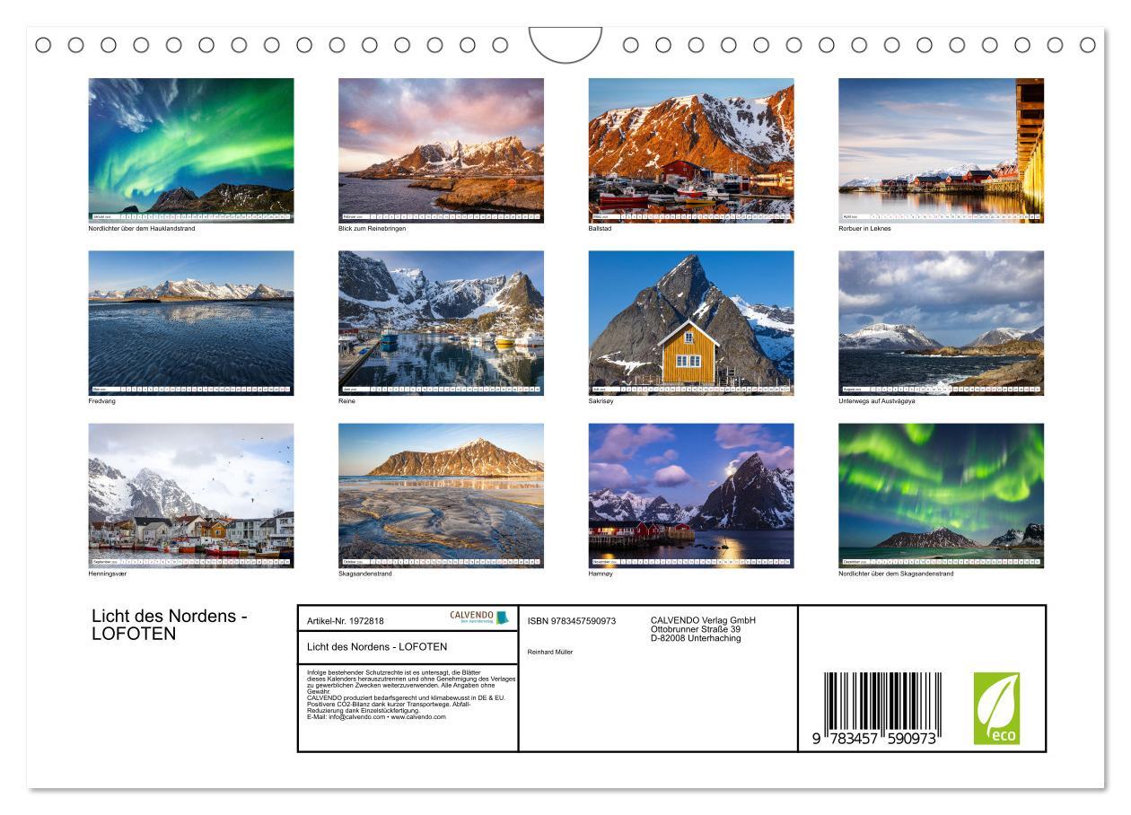 Beispielinhalt (Bild) Licht des Nordens - LOFOTEN (Wandkalender 2026 DIN A4 quer), CALVENDO Monatskalender