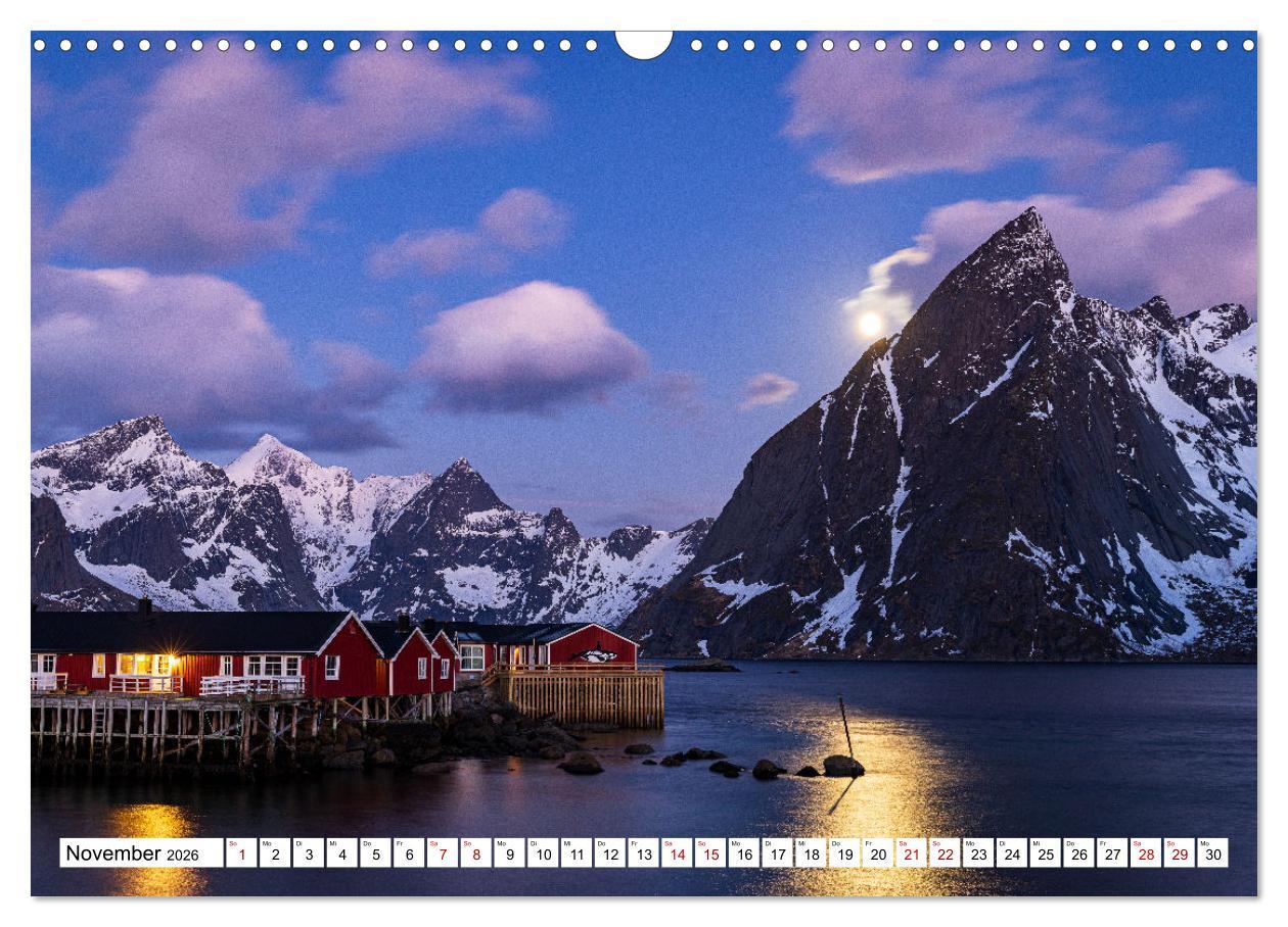 Beispielinhalt (Bild) Licht des Nordens - LOFOTEN (Wandkalender 2026 DIN A3 quer), CALVENDO Monatskalender